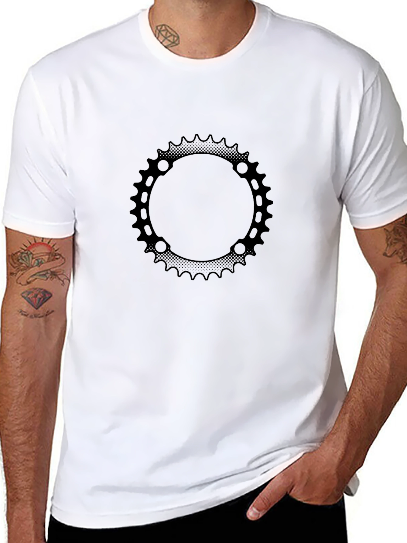 Black Graphic Tee: Bicycle Gear Design
