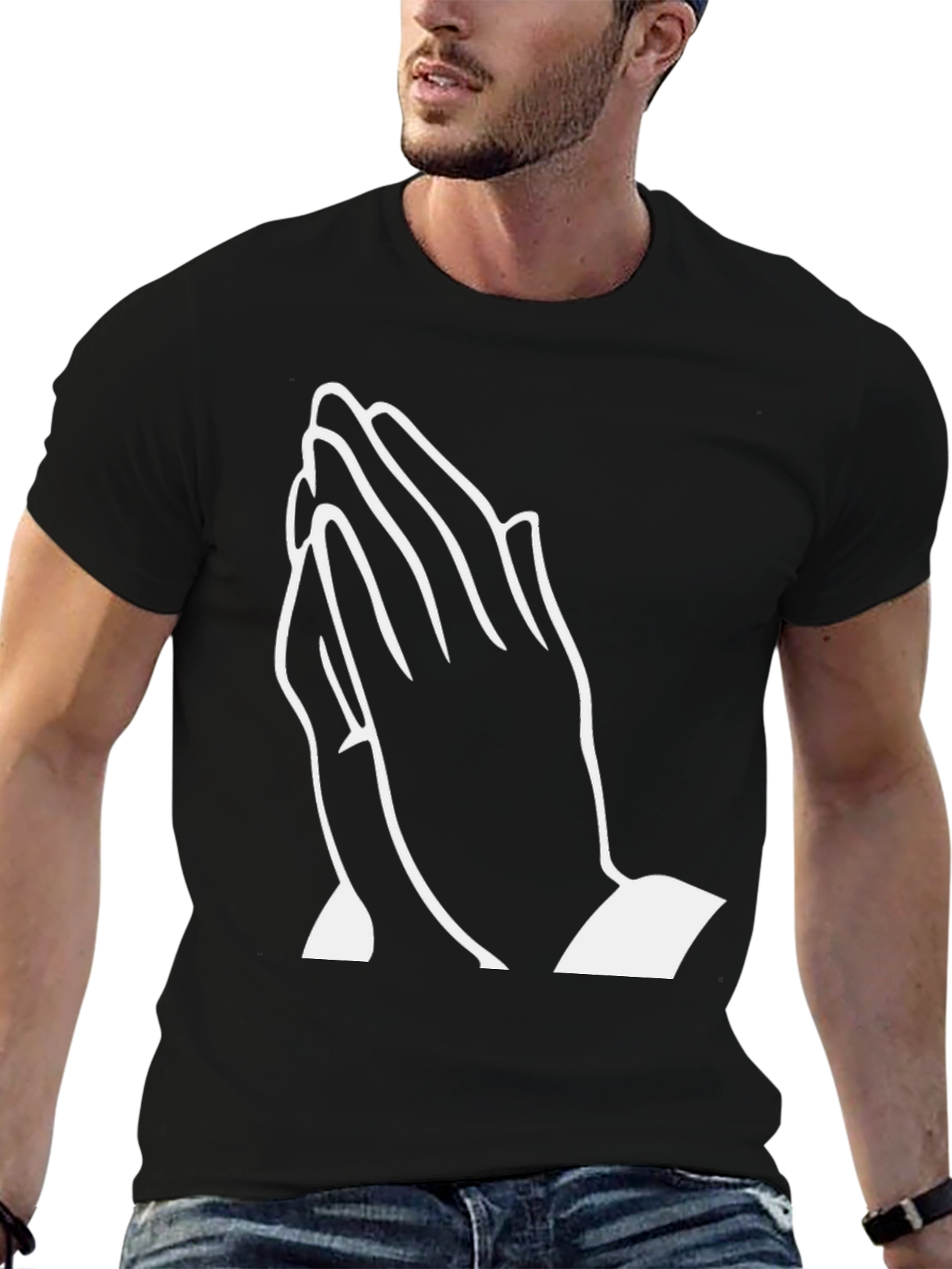 Praying Hands Graphic T-Shirt - Black