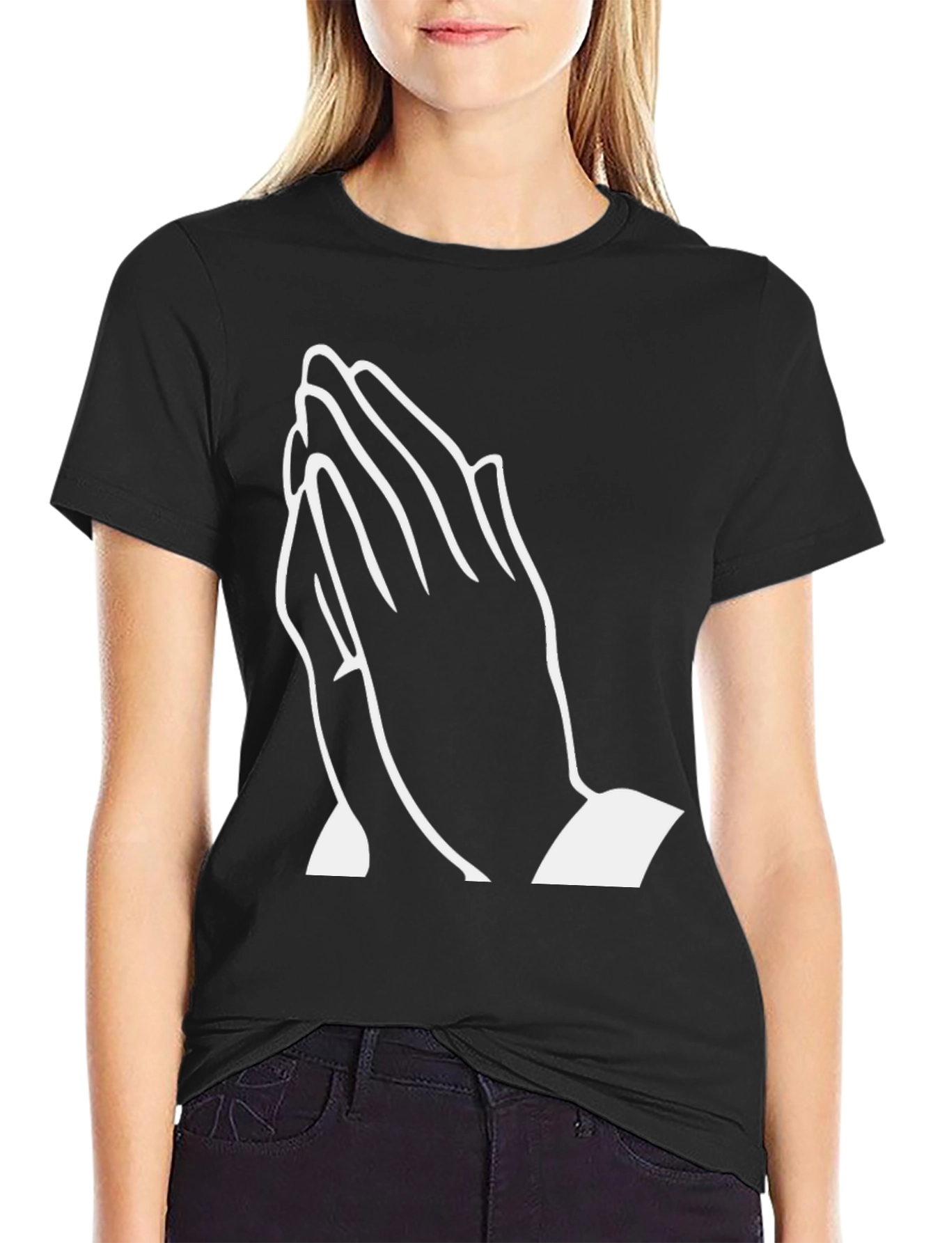 Praying Hands Graphic T-Shirt - Black