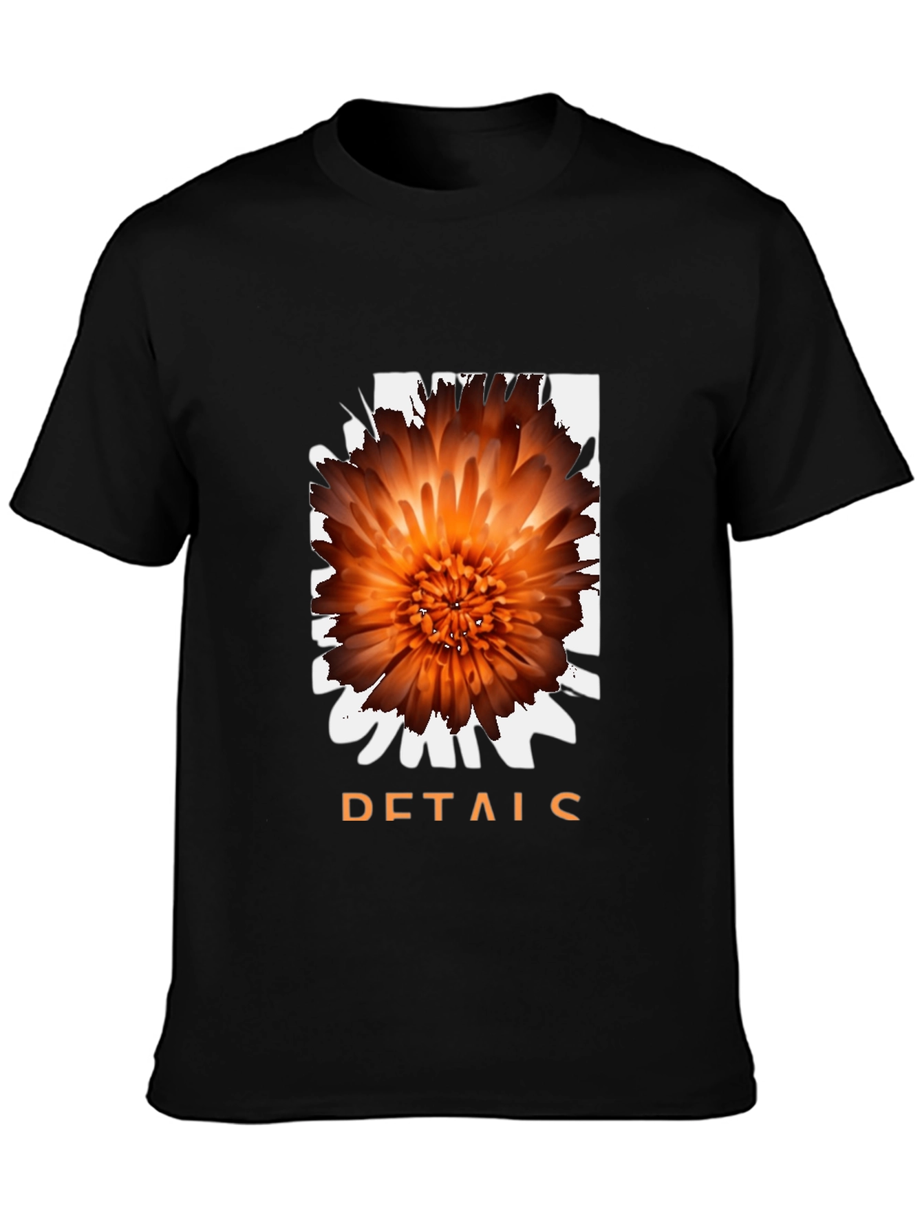 Floral Details Graphic Black T-Shirt