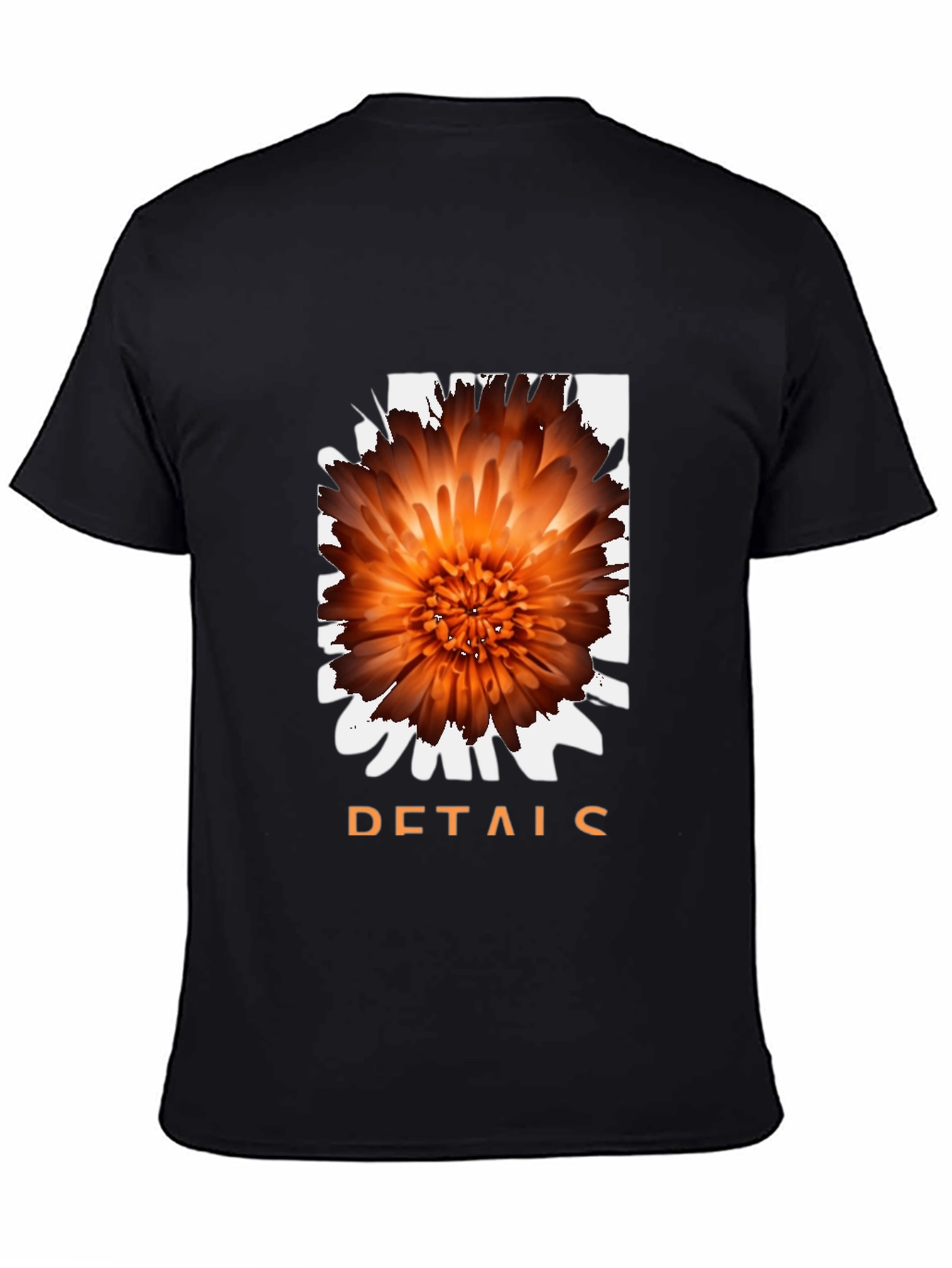 Floral Details Graphic Black T-Shirt