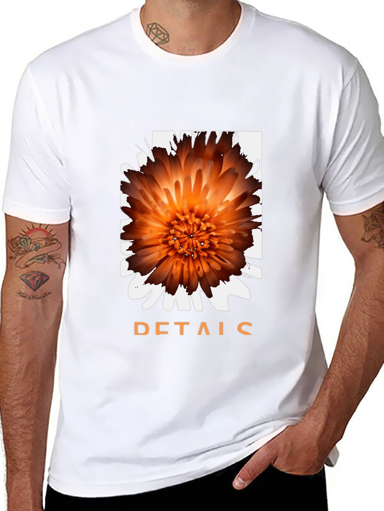 Floral Details Graphic Black T-Shirt