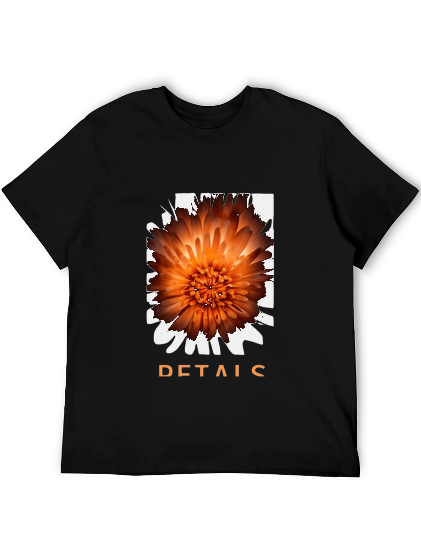 Floral Details Graphic Black T-Shirt