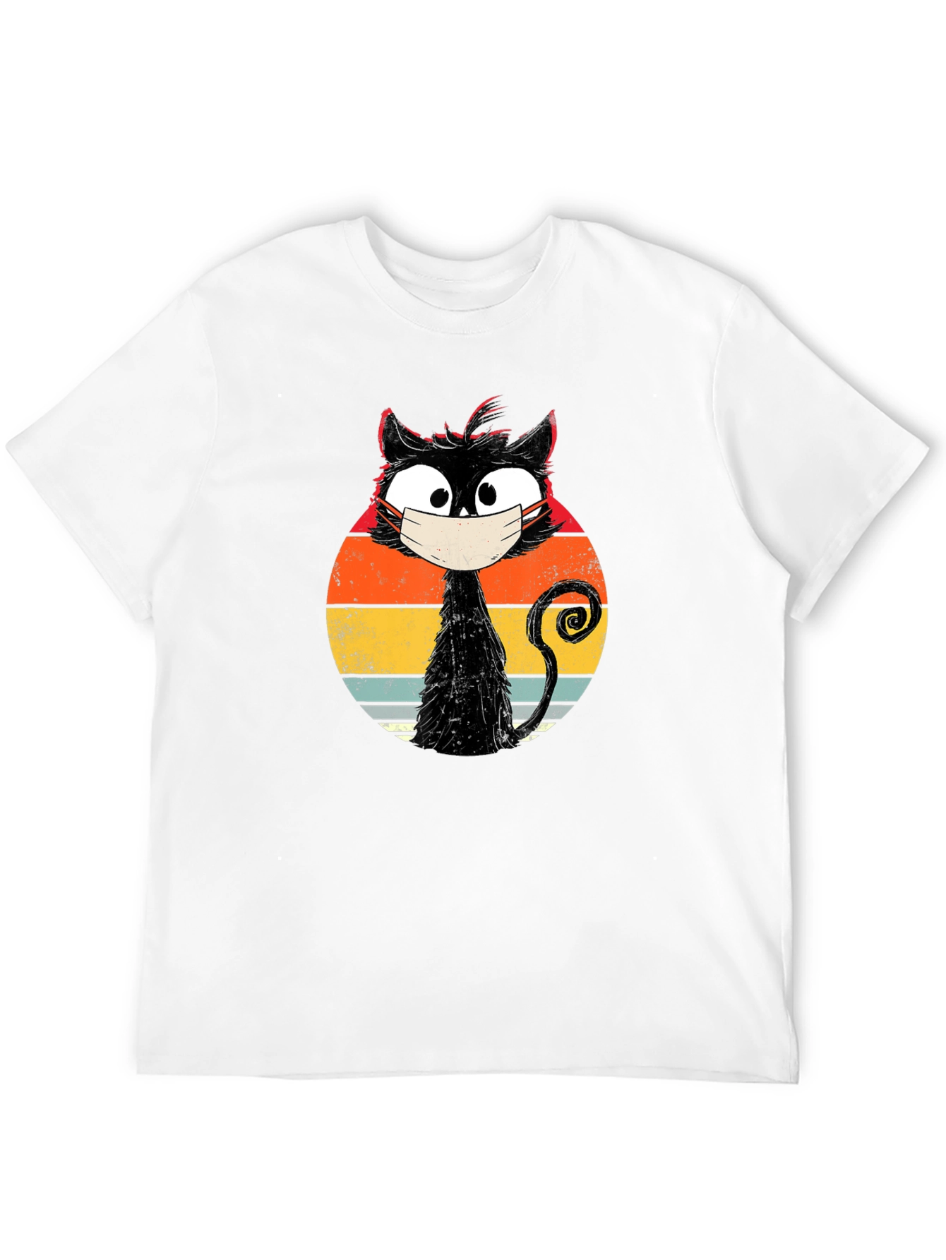 Masked Cat Retro Graphic T-Shirt