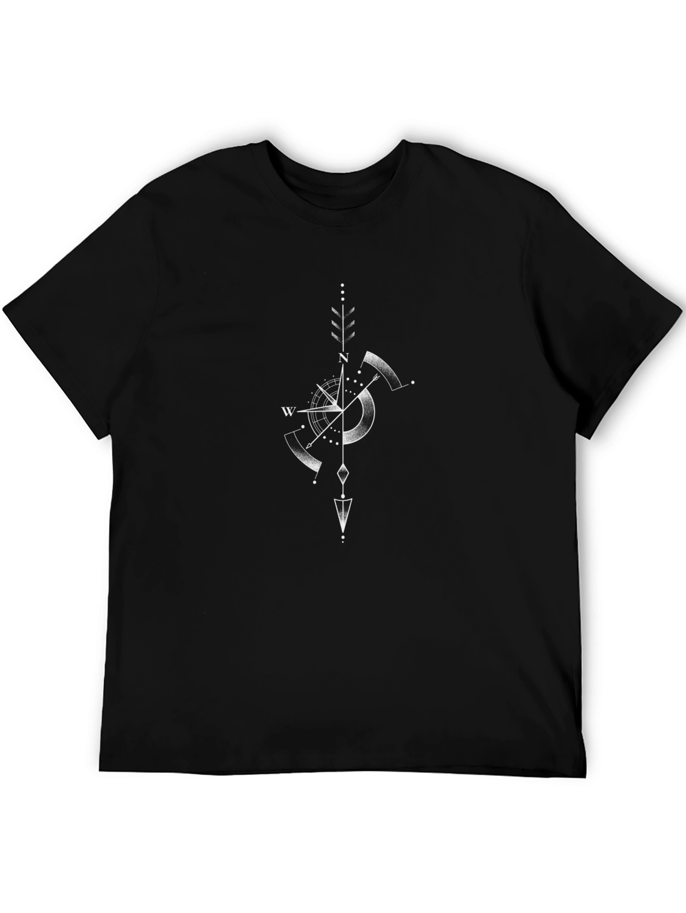 Geometric Compass Design Black T-Shirt