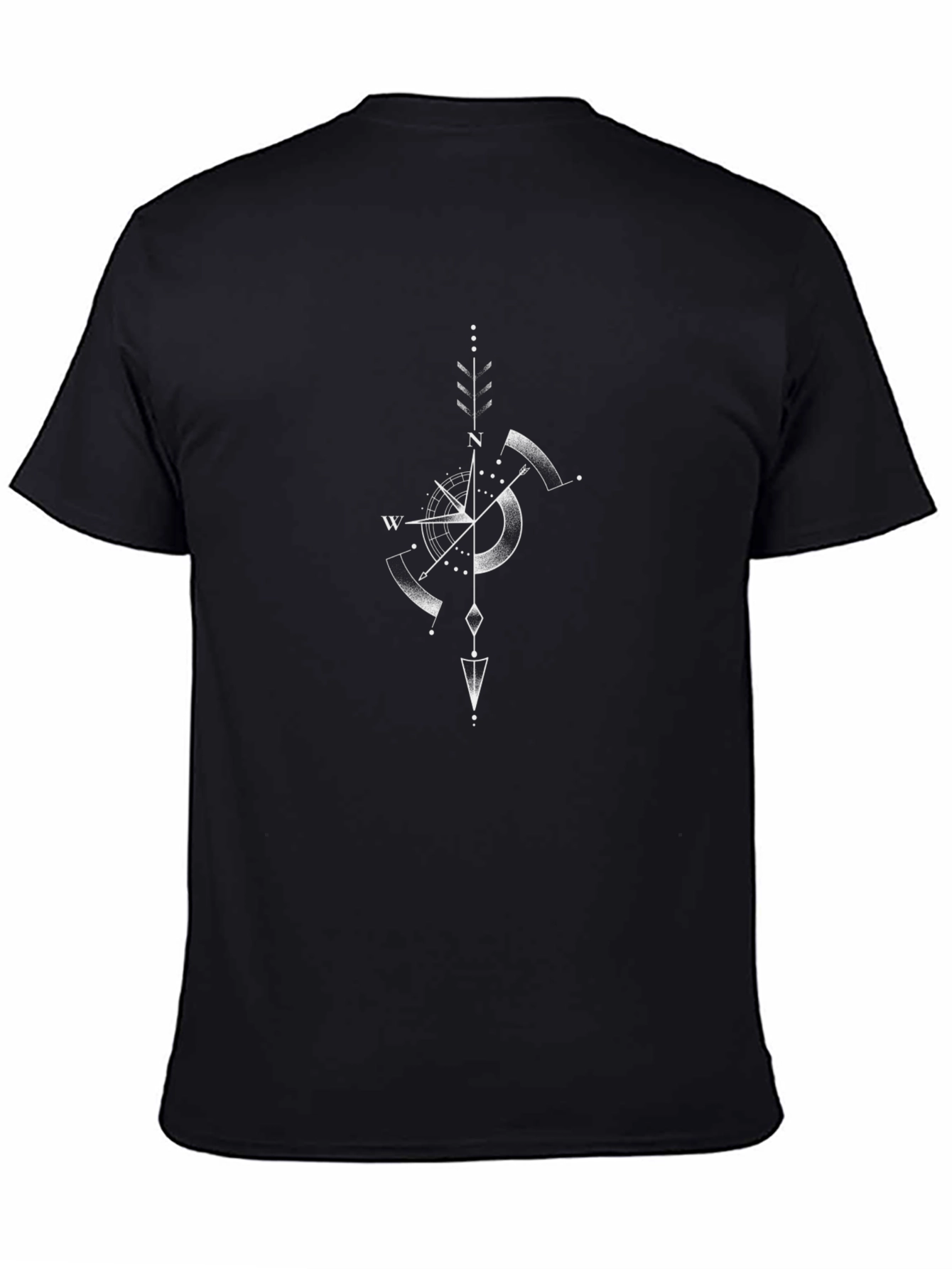 Geometric Compass Design Black T-Shirt