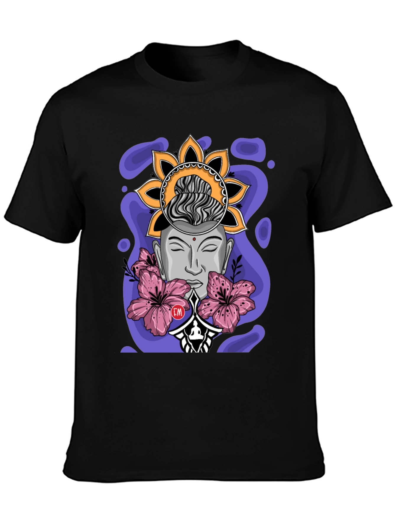 Meditative Buddha Graphic T-Shirt - Black