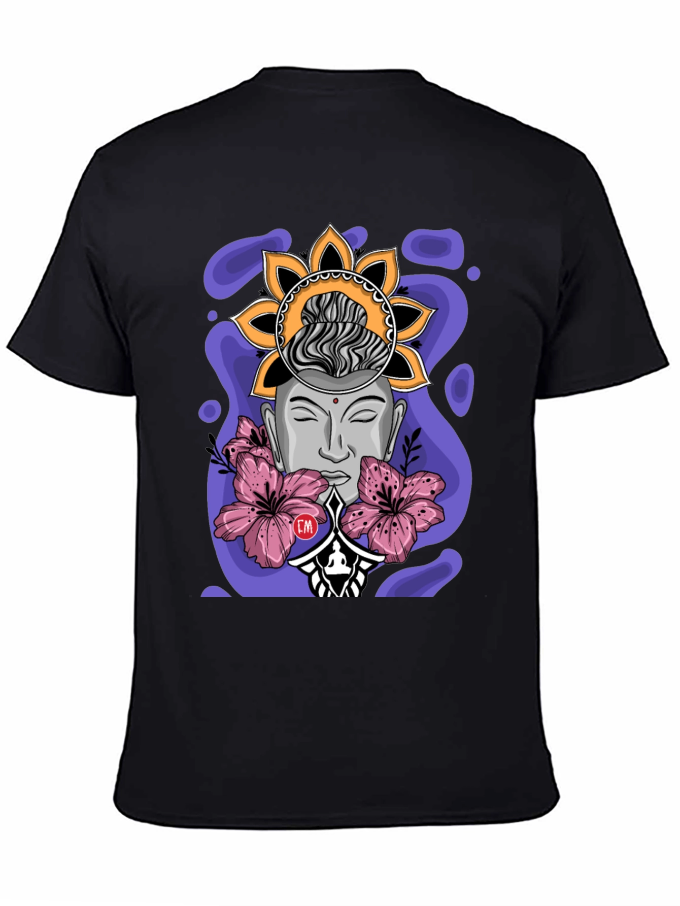 Meditative Buddha Graphic T-Shirt - Black