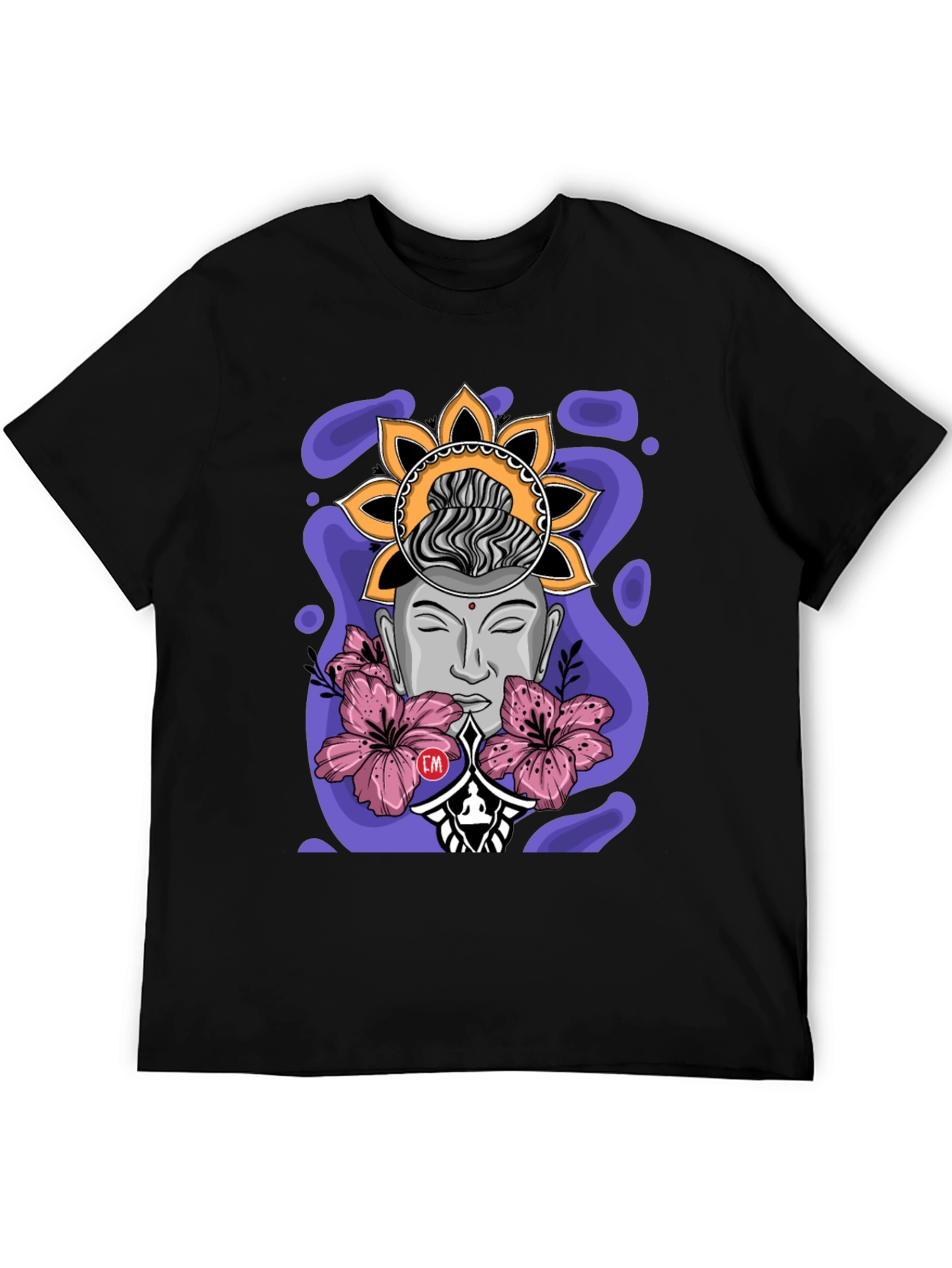 Meditative Buddha Graphic T-Shirt - Black