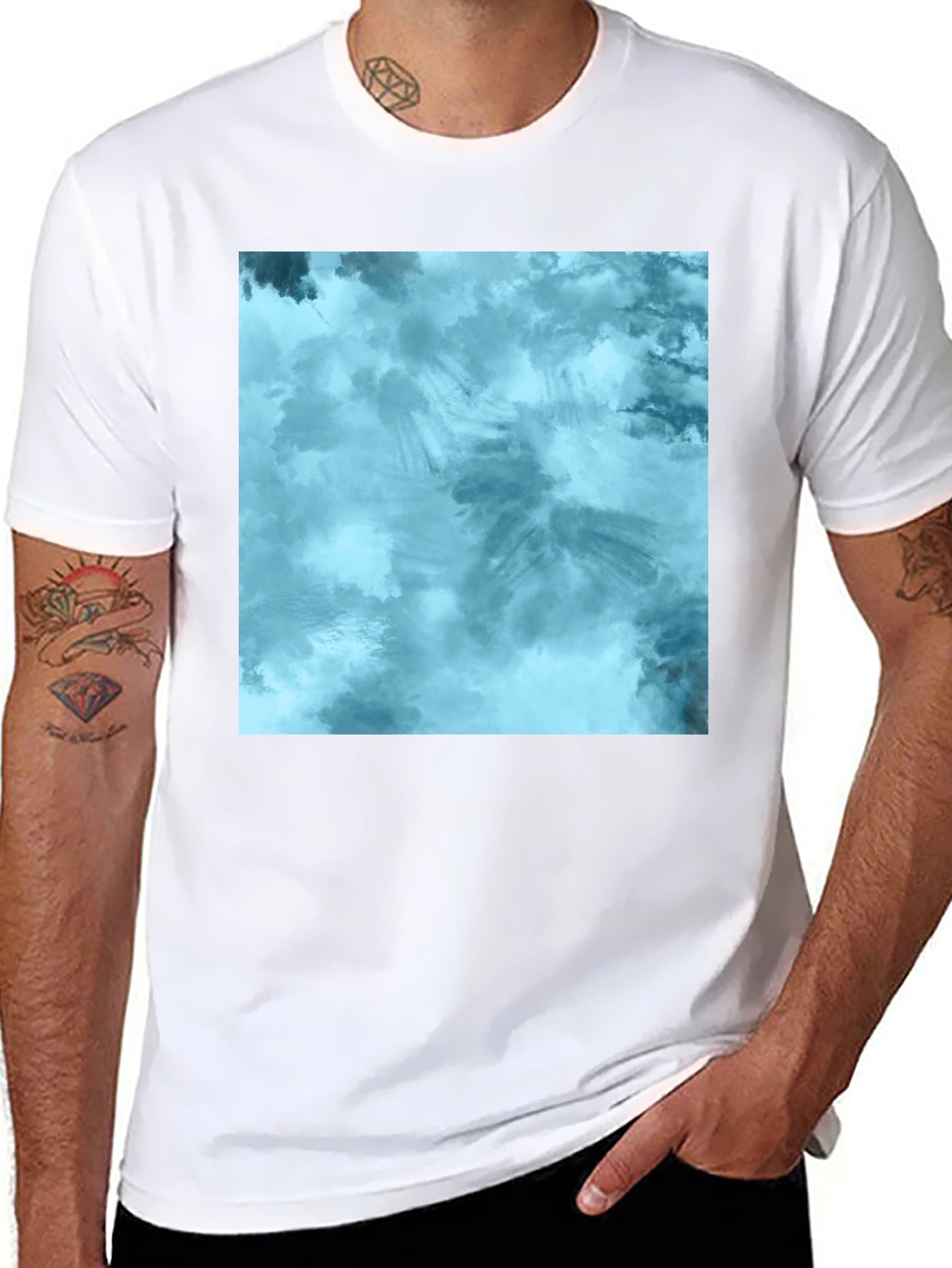 Abstract Blue Tie-Dye Graphic Tee - Soft Cotton Blend