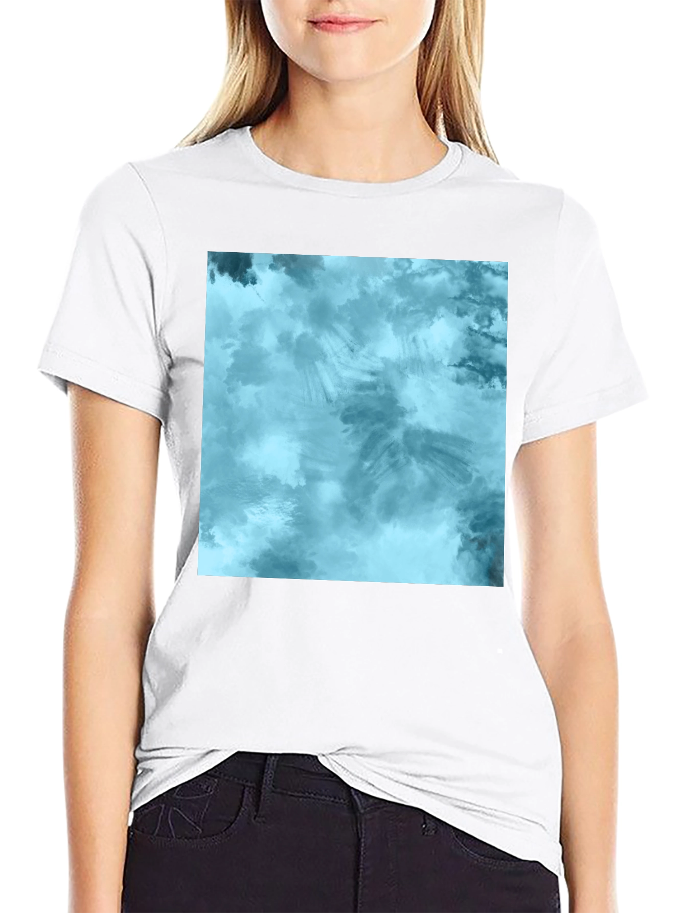 Abstract Blue Tie-Dye Graphic Tee - Soft Cotton Blend
