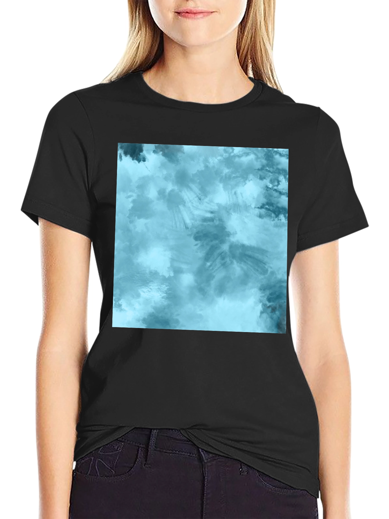 Abstract Blue Tie-Dye Graphic Tee - Soft Cotton Blend