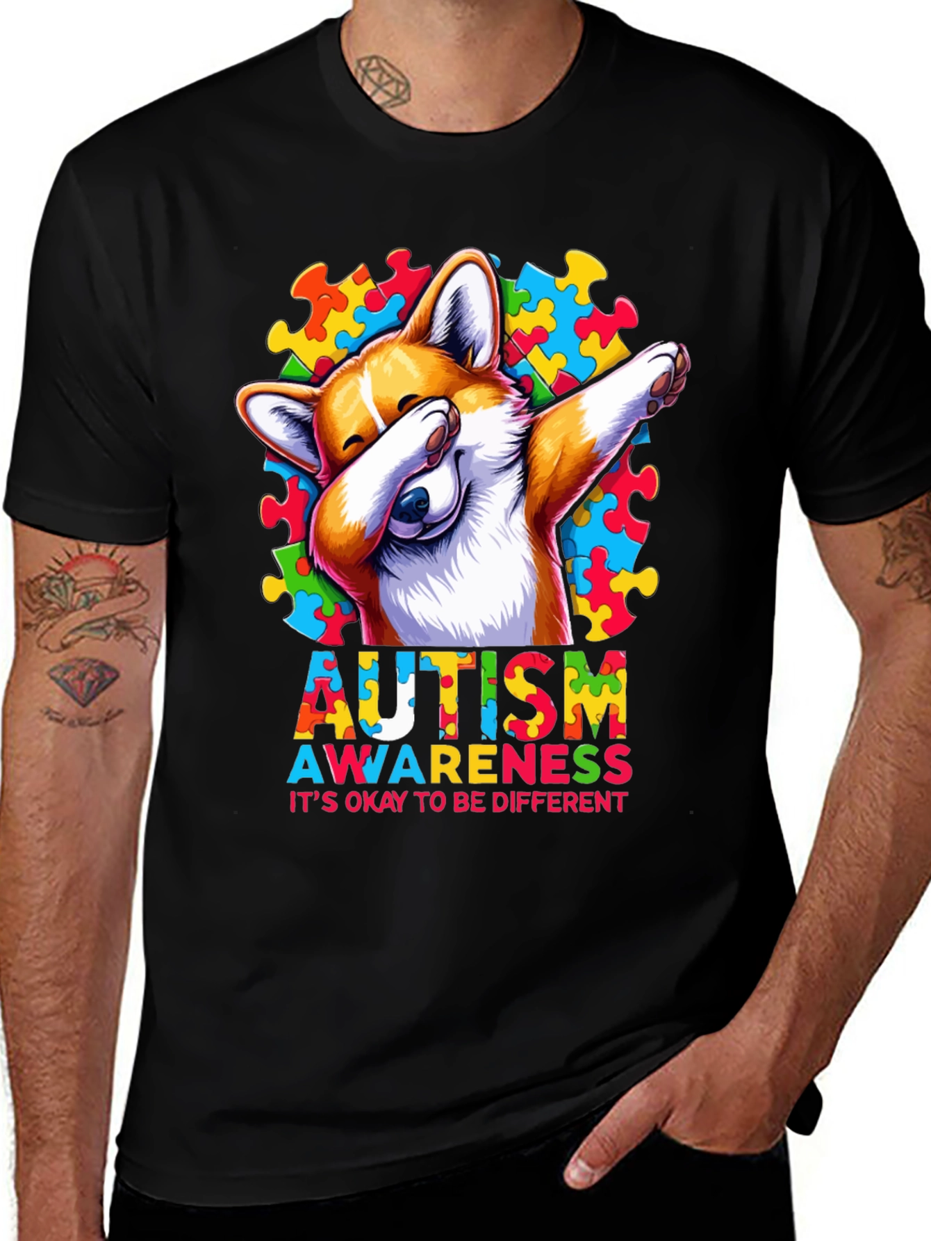 Autism Awareness Corgi Dab T-Shirt
