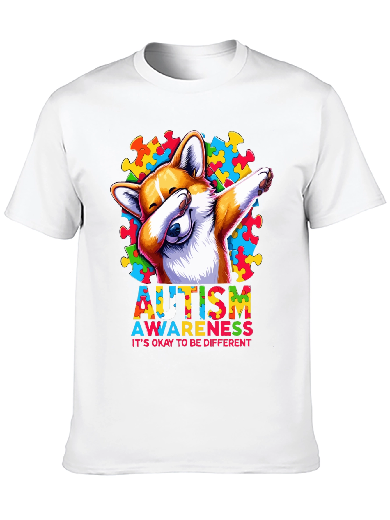 Autism Awareness Corgi Dab T-Shirt