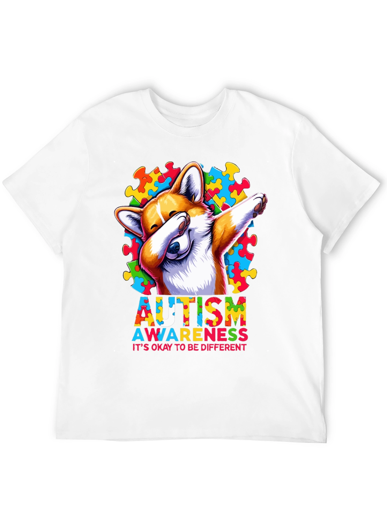 Autism Awareness Corgi Dab T-Shirt