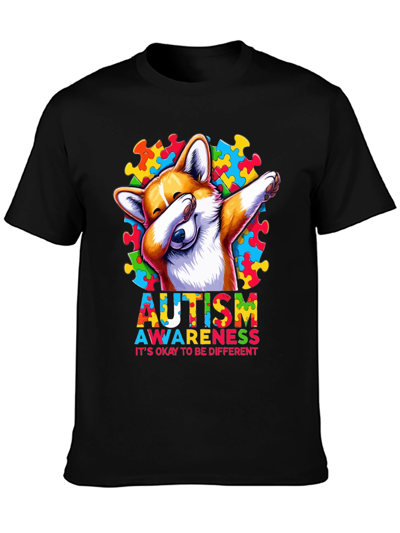 Autism Awareness Corgi Dab T-Shirt