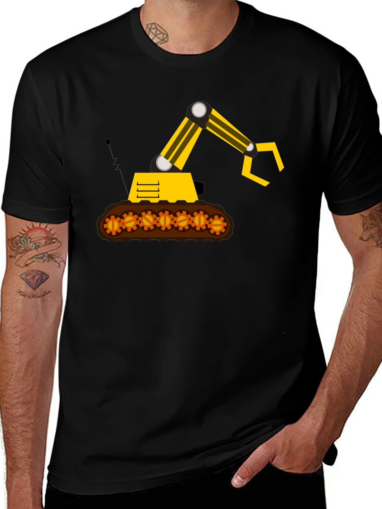 Construction Digger Graphic Tee - Black