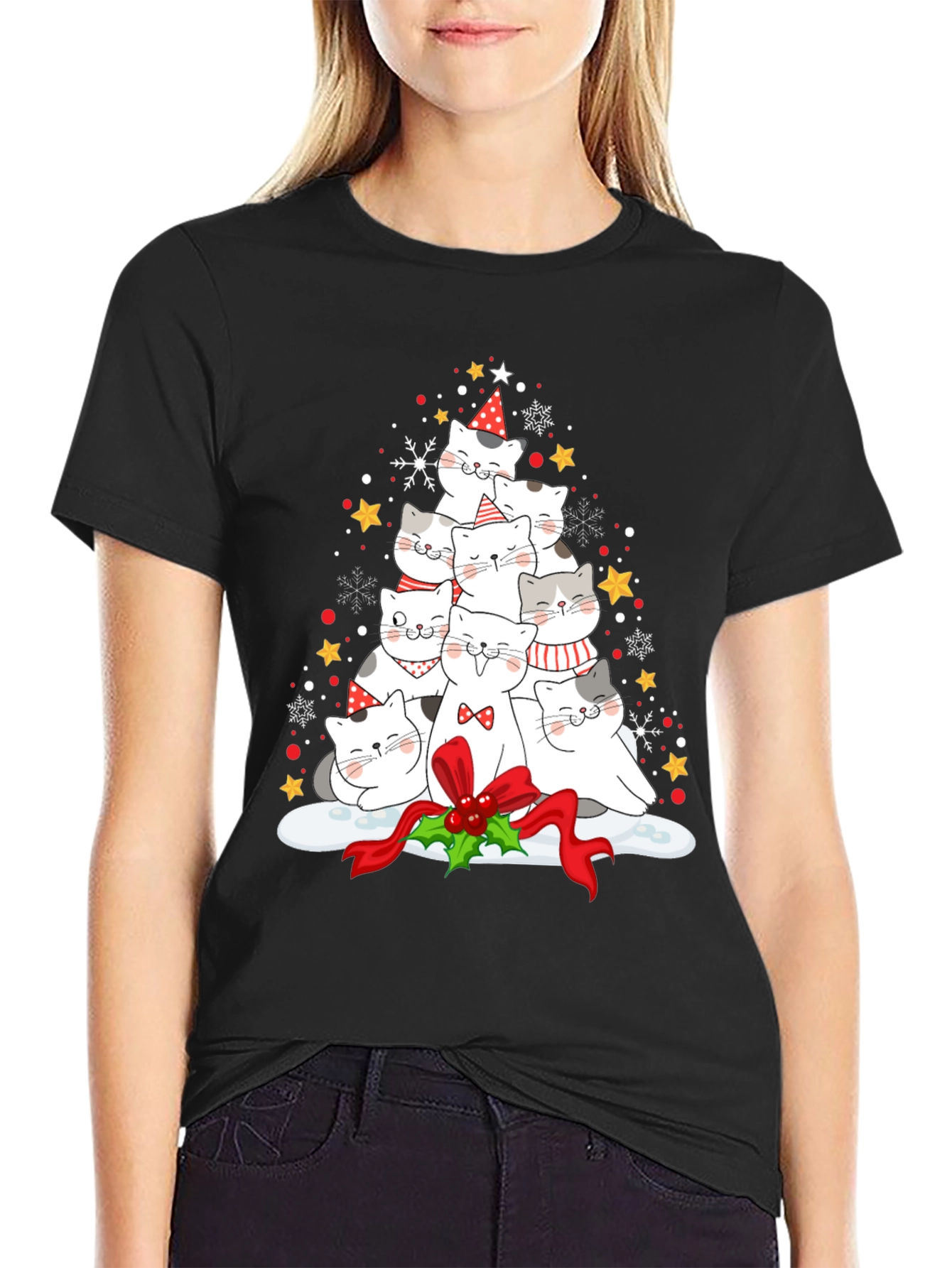 Festive Cat Christmas Tree T-Shirt