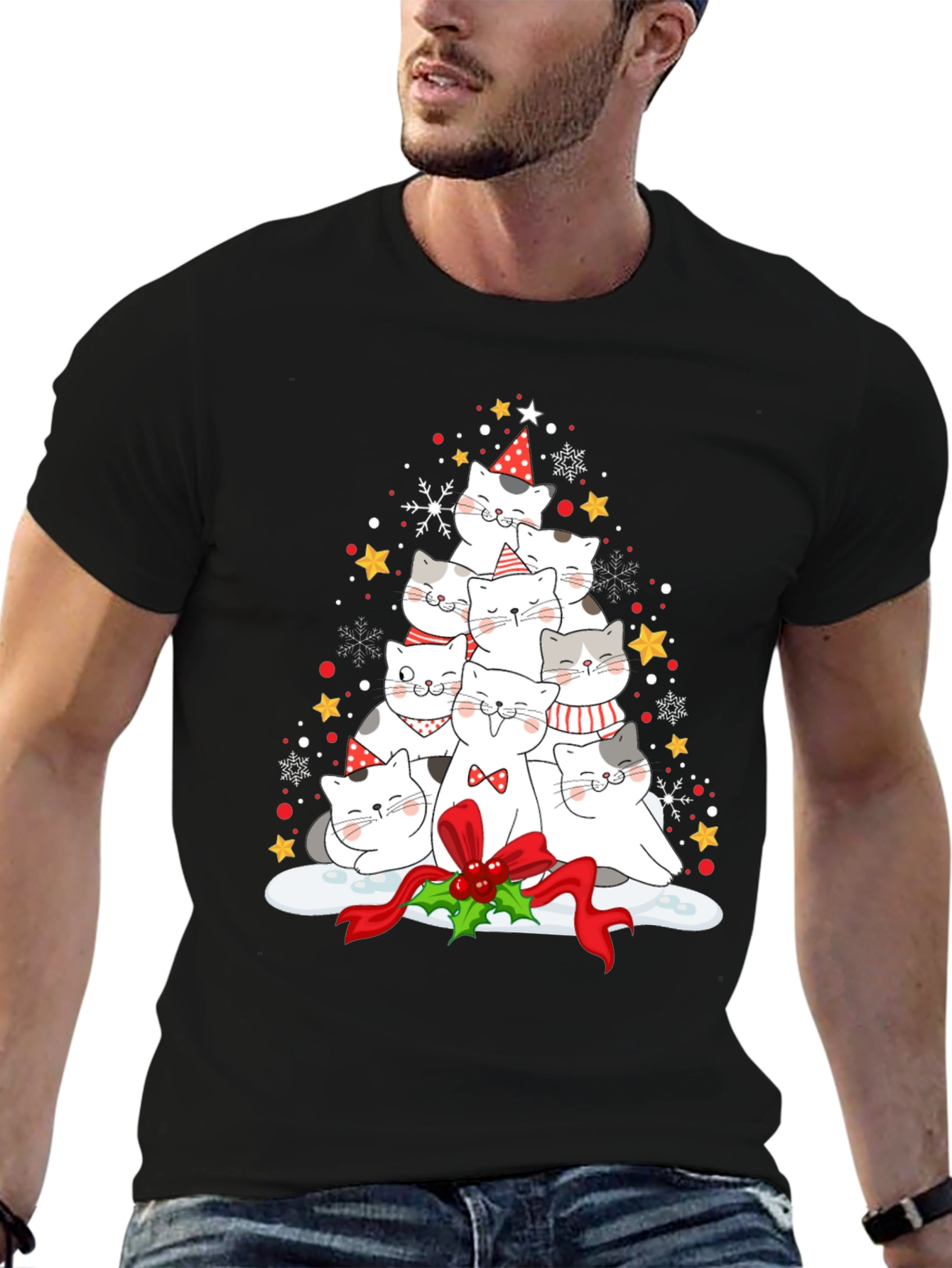 Festive Cat Christmas Tree T-Shirt