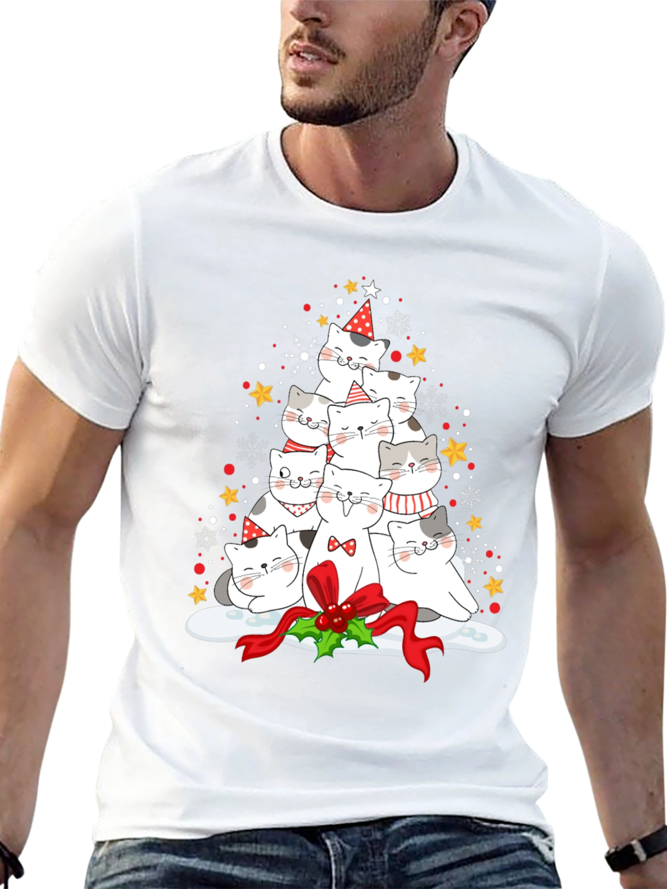 Festive Cat Christmas Tree T-Shirt