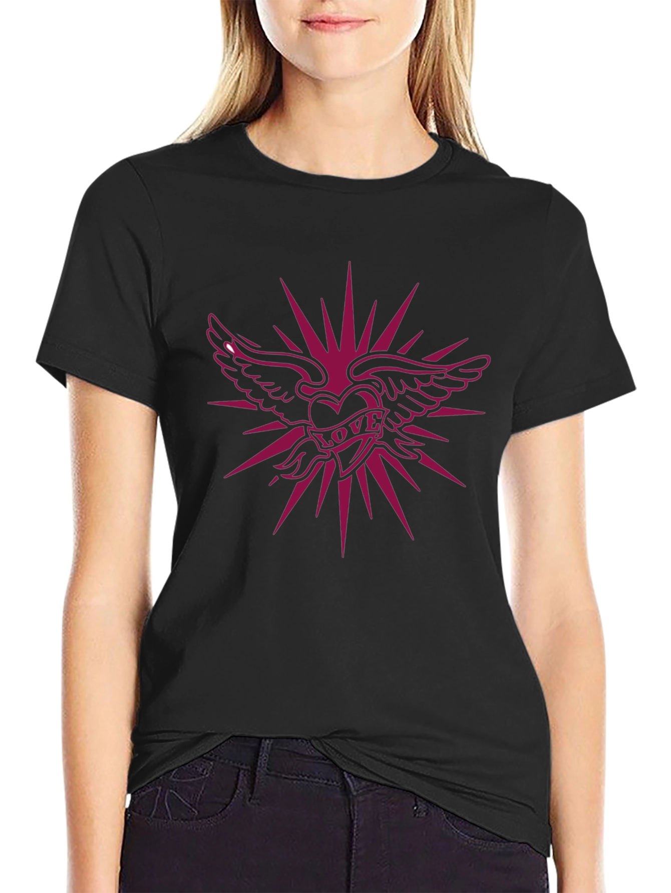 Winged Heart Love Tattoo Graphic T-Shirt