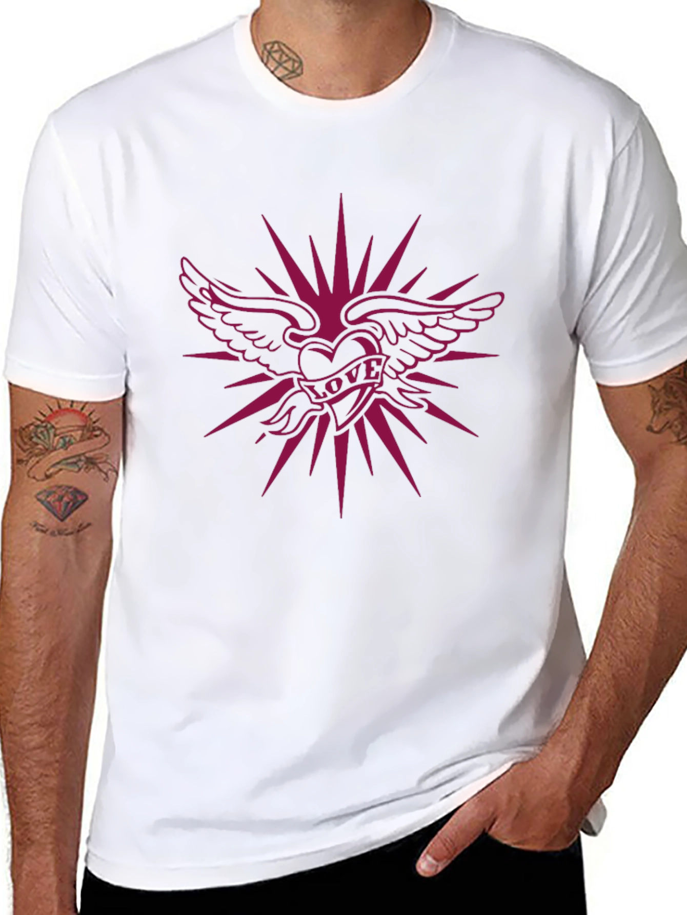 Winged Heart Love Tattoo Graphic T-Shirt