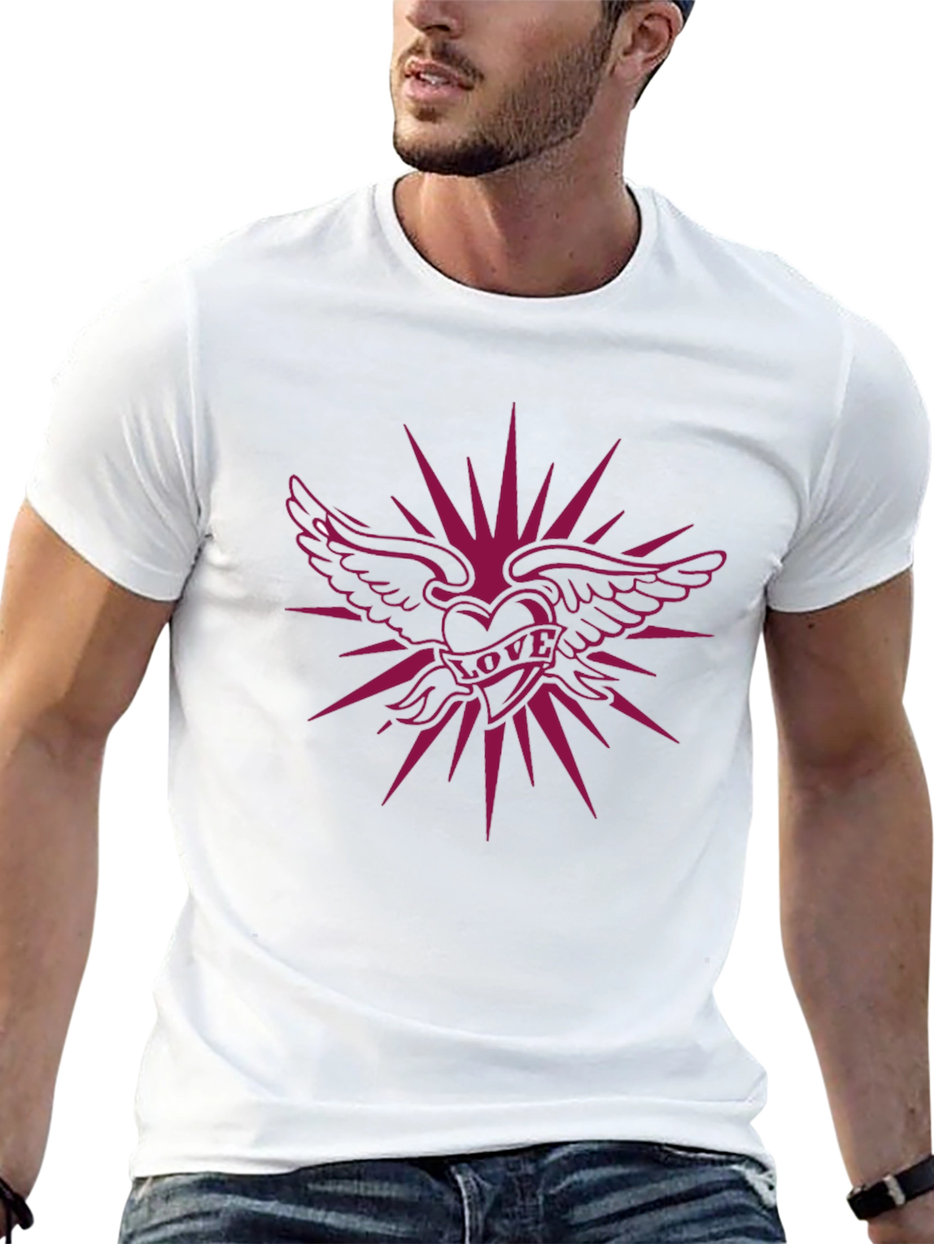 Winged Heart Love Tattoo Graphic T-Shirt