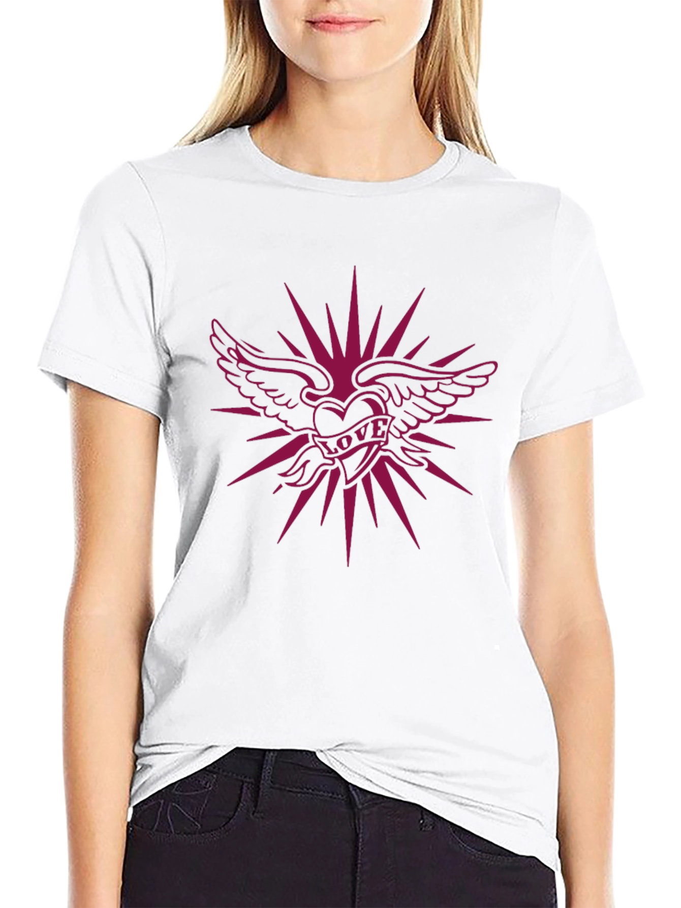 Winged Heart Love Tattoo Graphic T-Shirt