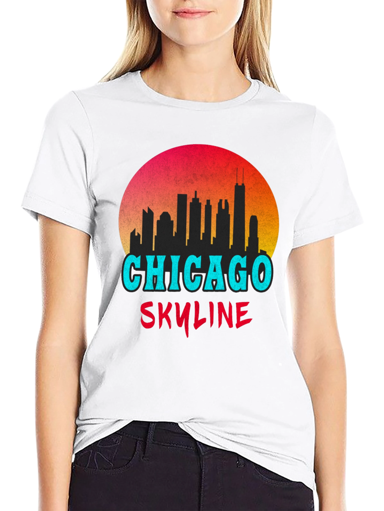 Chicago Skyline Graphic Tee - Retro Style