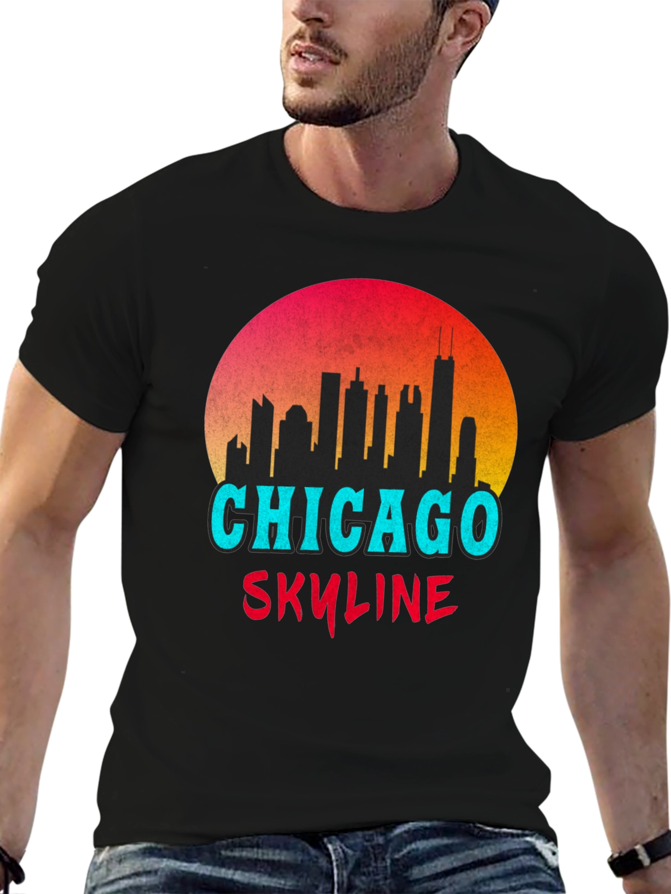 Chicago Skyline Graphic Tee - Retro Style