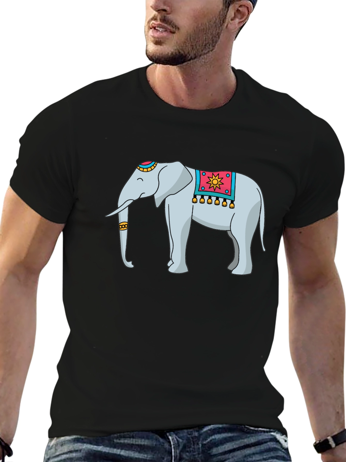 Elephant Graphic Tee - Black Cotton Blend