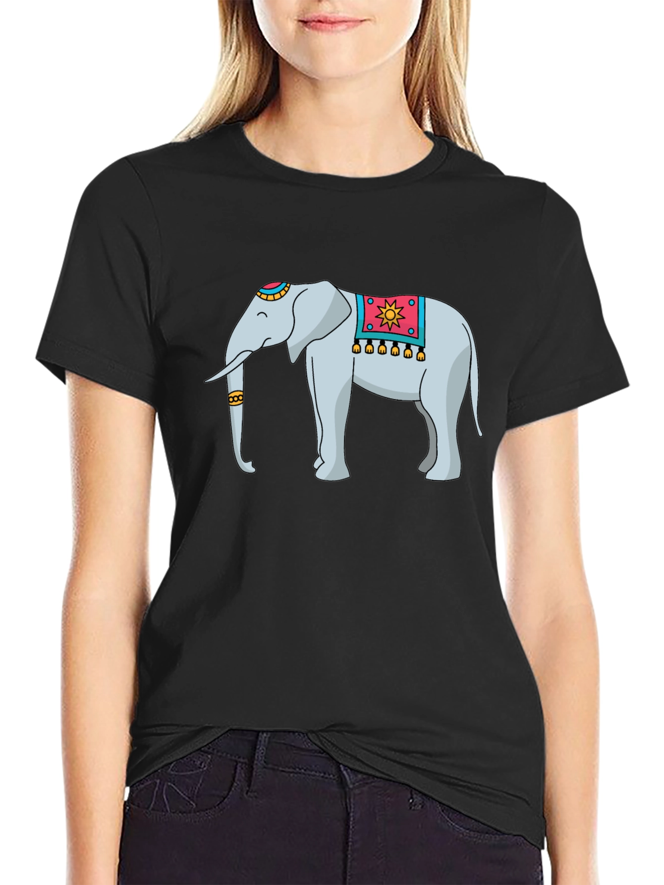 Elephant Graphic Tee - Black Cotton Blend