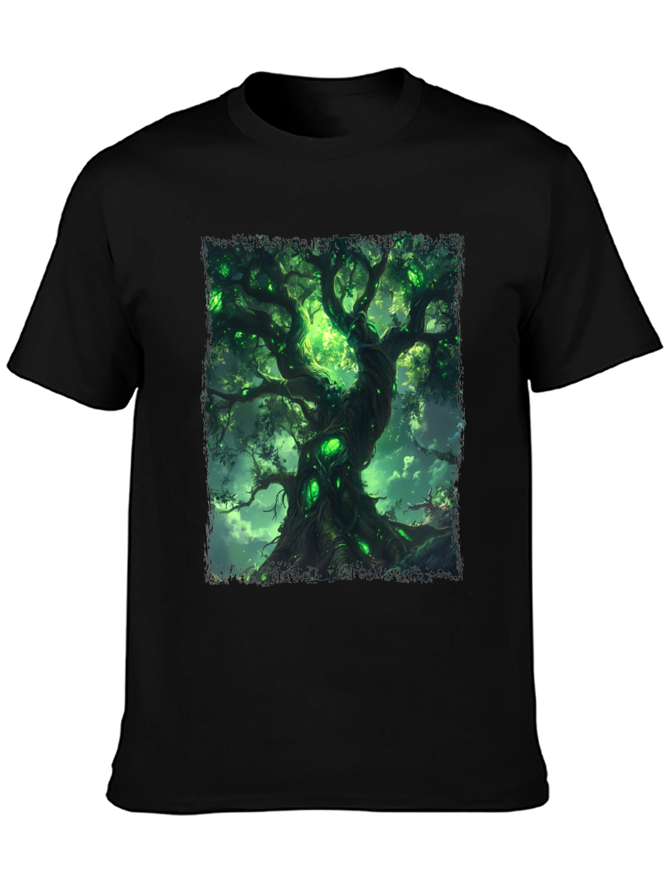 Mystic Green Tree Graphic Tee - Fantasy Inspired Design