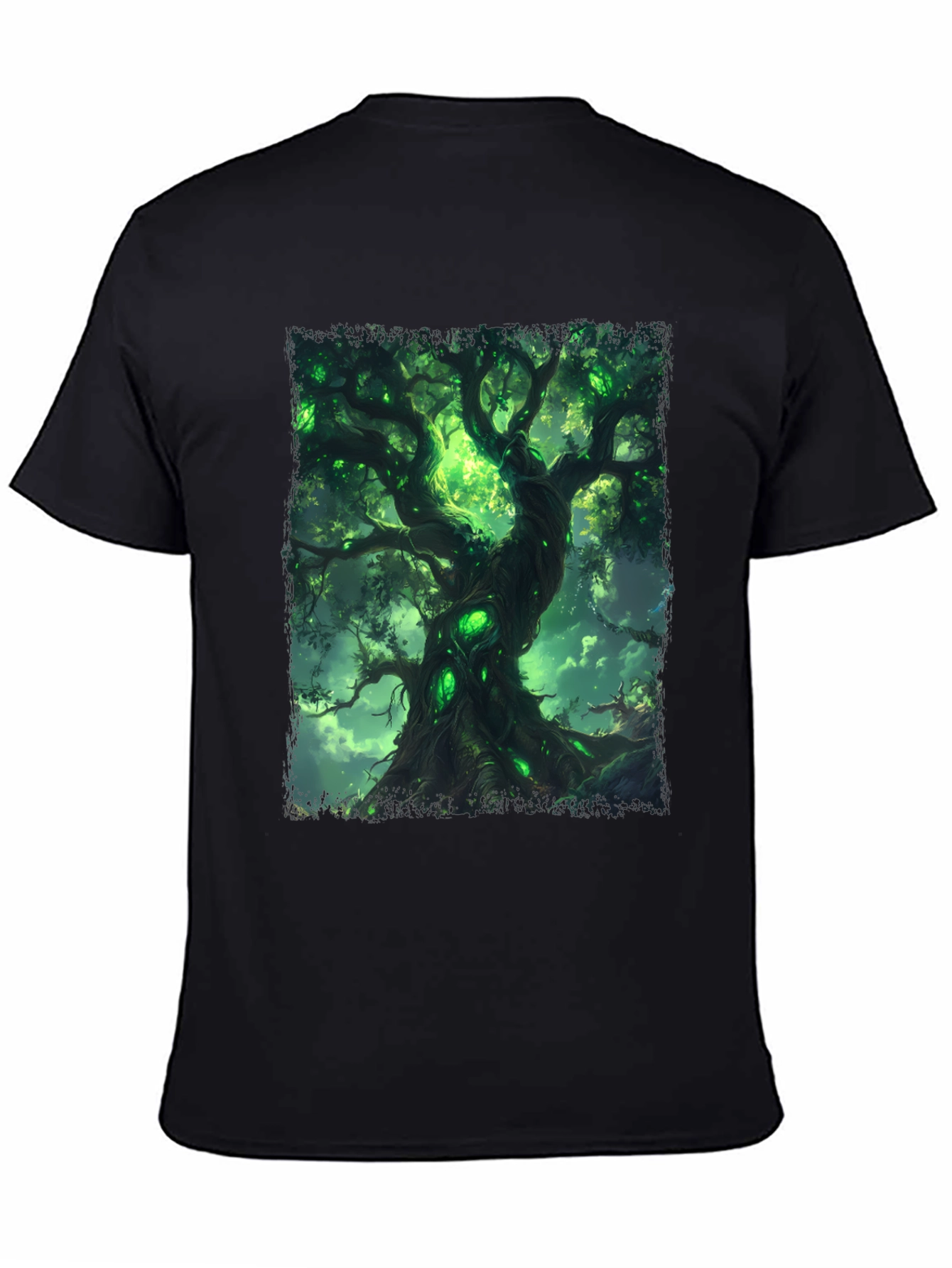 Mystic Green Tree Graphic Tee - Fantasy Inspired Design