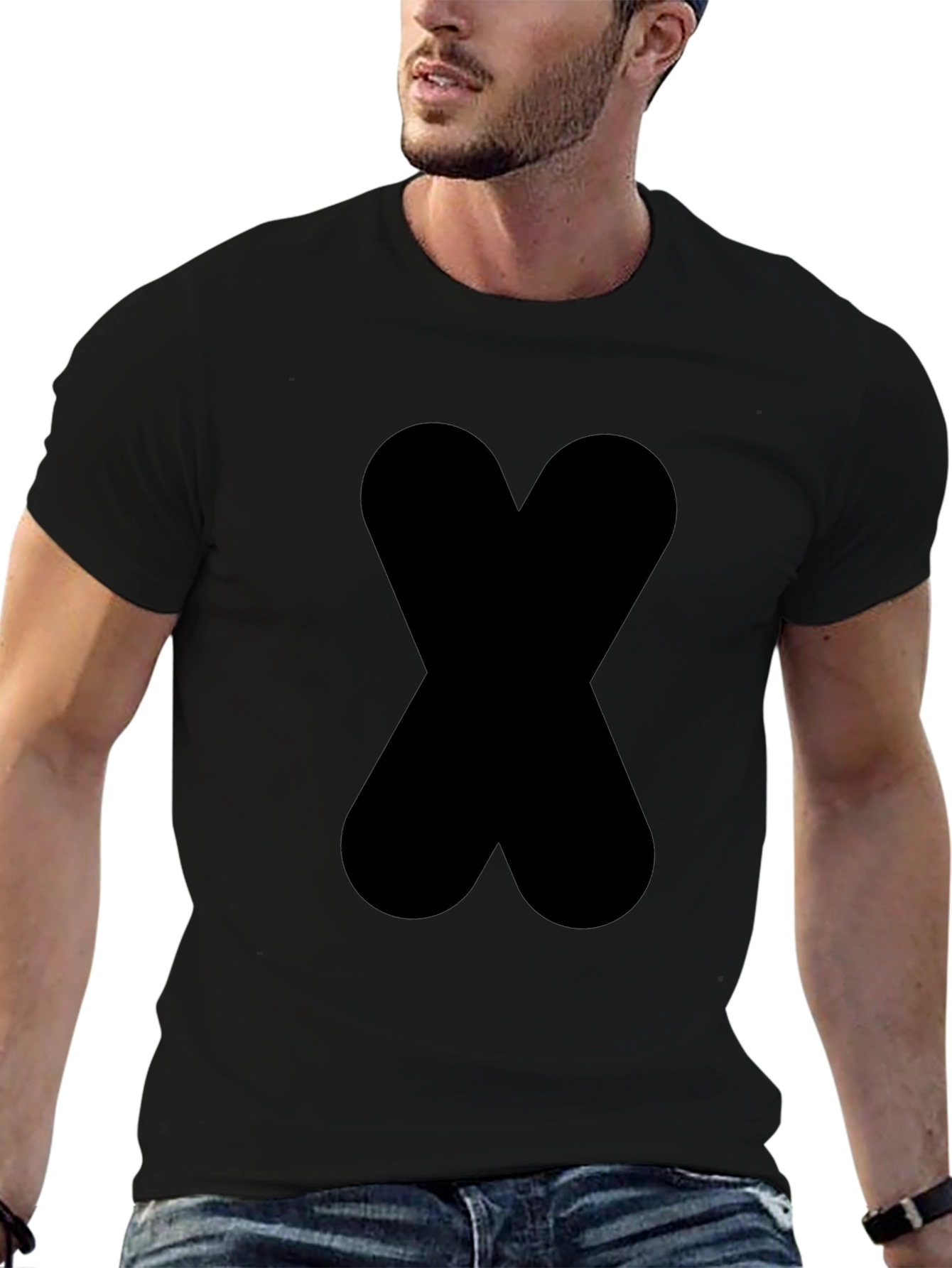 Bold Black X Graphic Tee - Modern Style