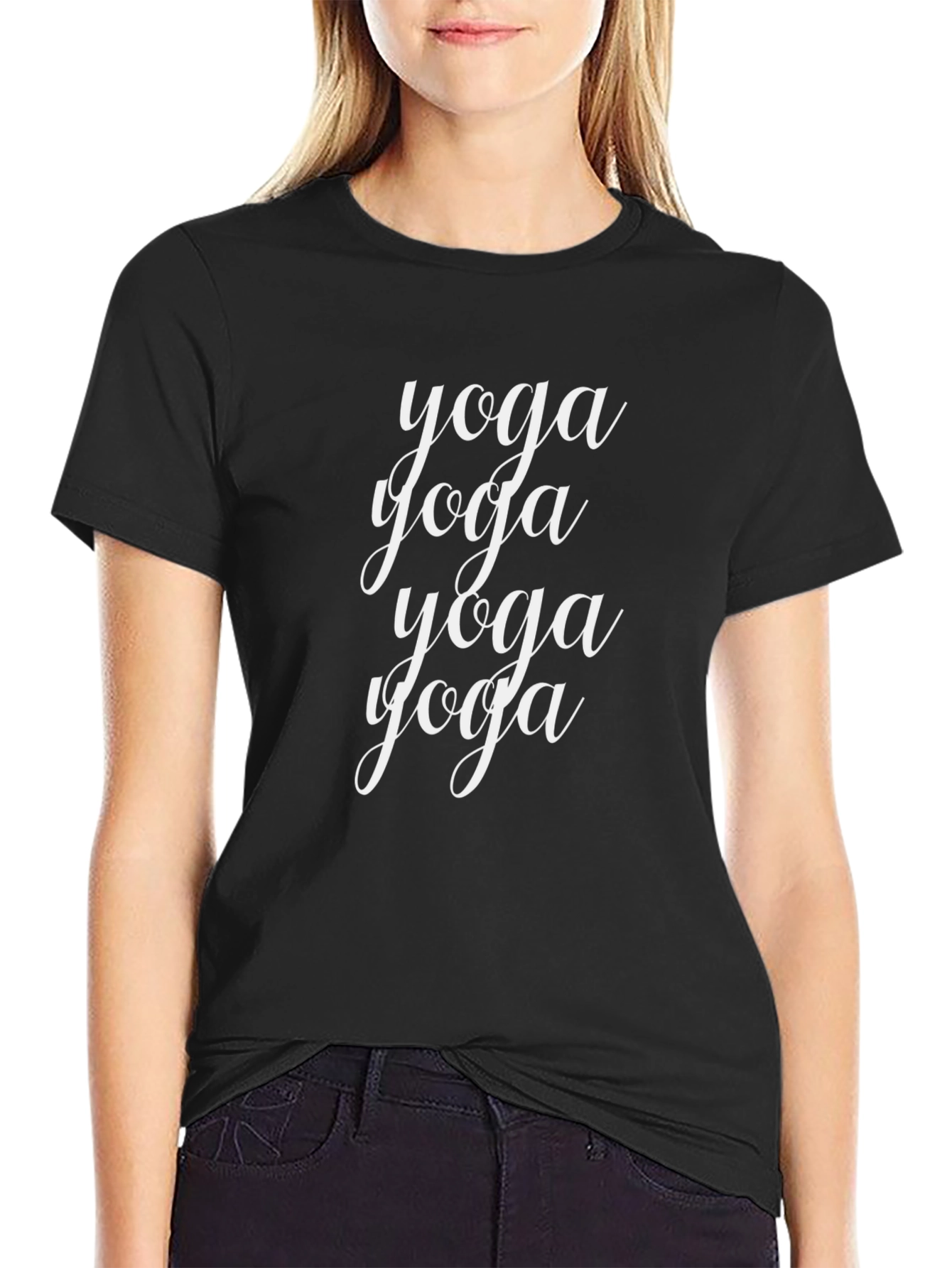 Yoga Text Graphic Black T-Shirt