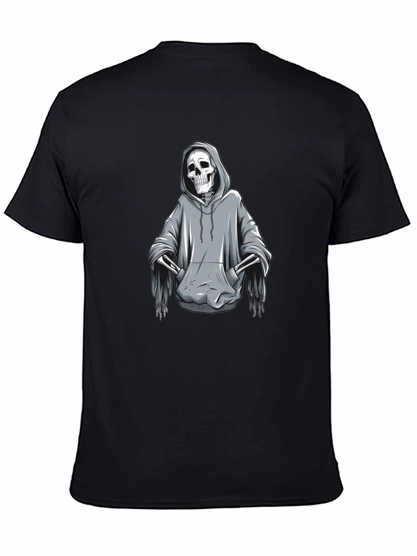 Grim Reaper Hoodie Skeleton Graphic T-Shirt - Black