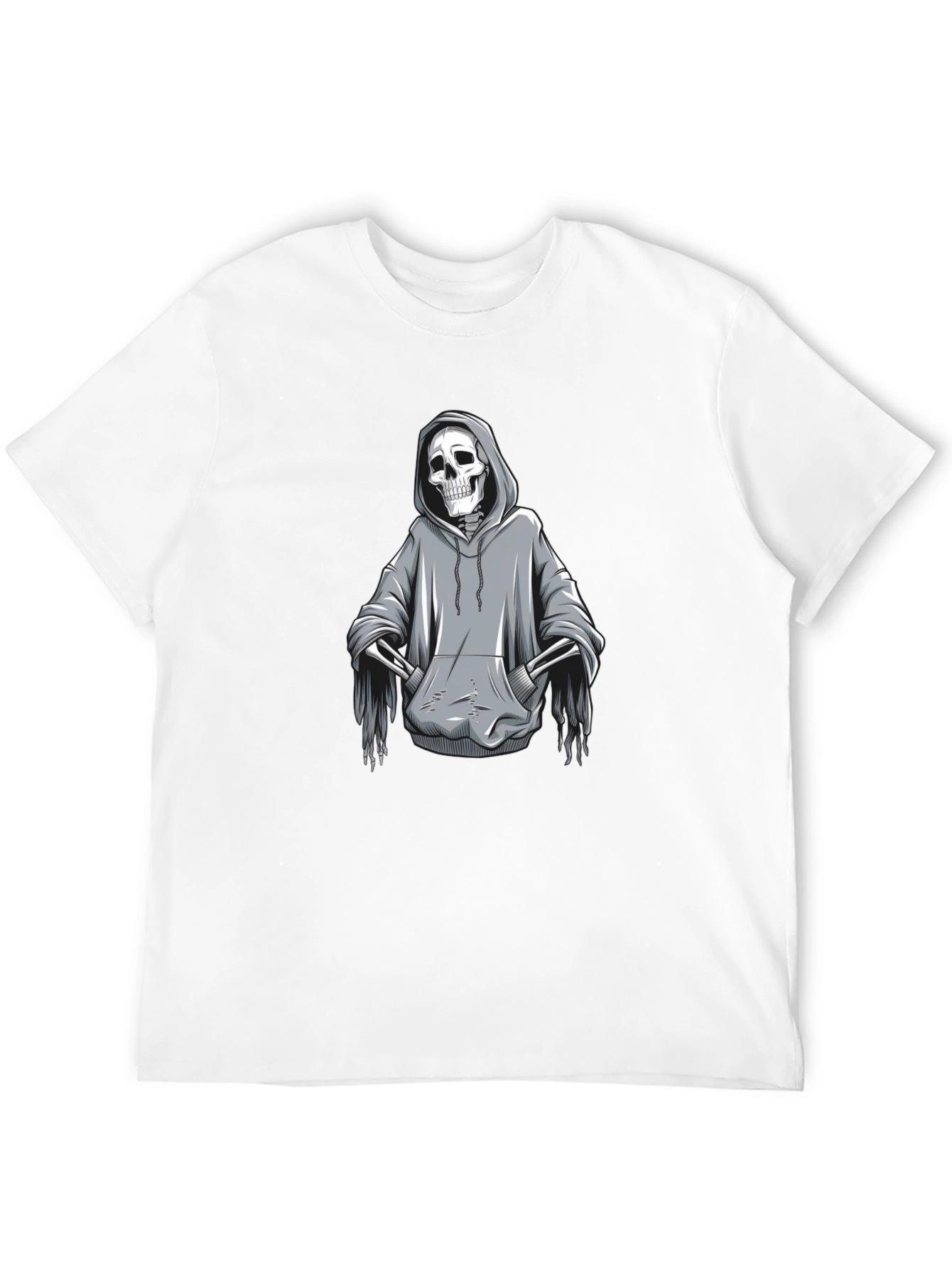 Grim Reaper Hoodie Skeleton Graphic T-Shirt - Black