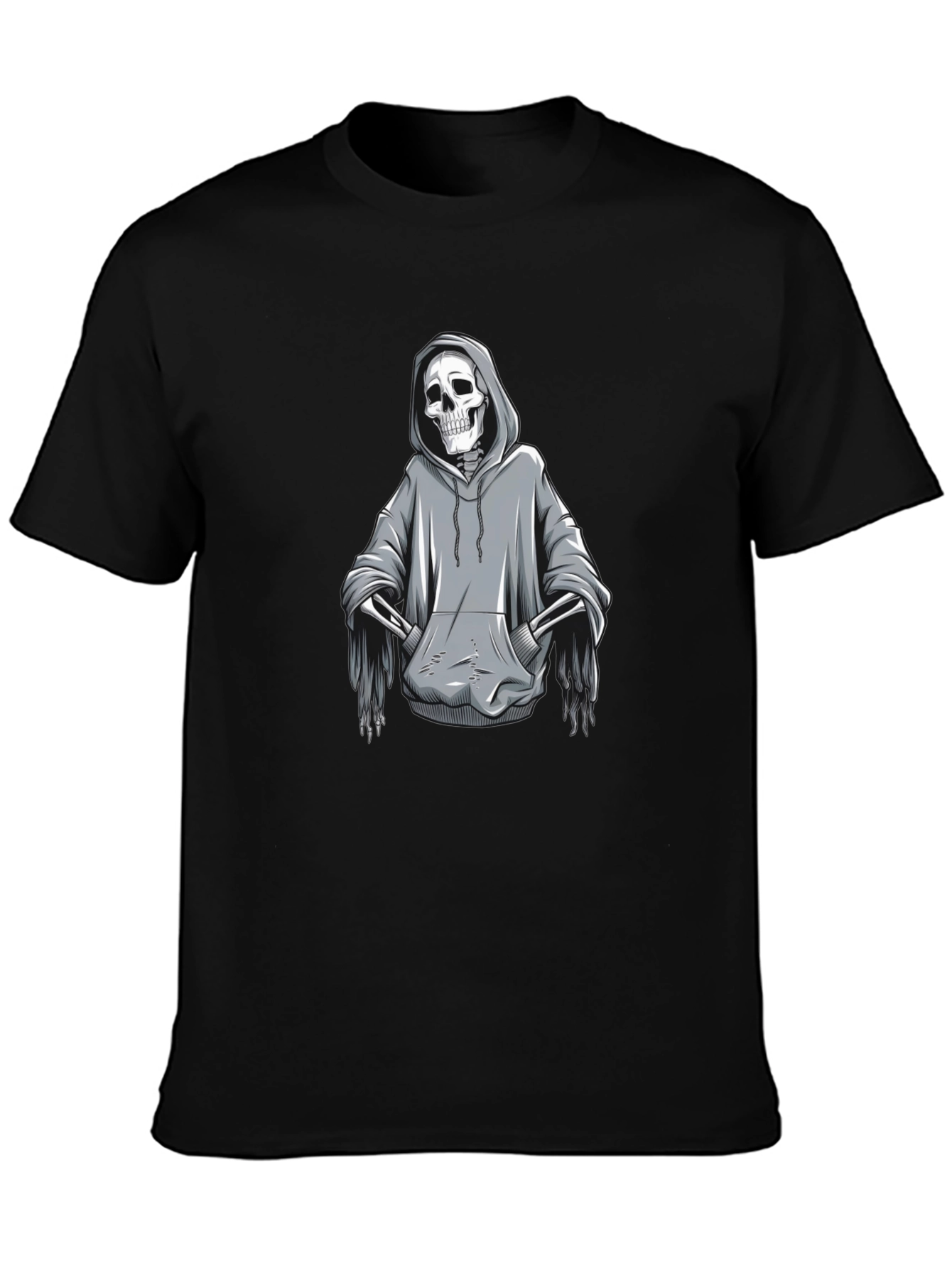 Grim Reaper Hoodie Skeleton Graphic T-Shirt - Black
