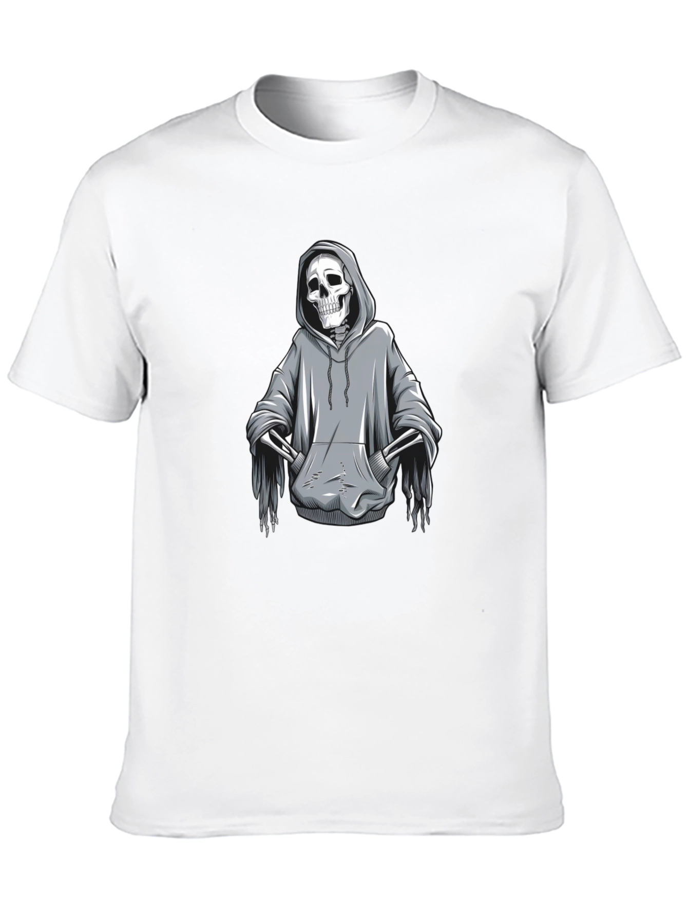 Grim Reaper Hoodie Skeleton Graphic T-Shirt - Black