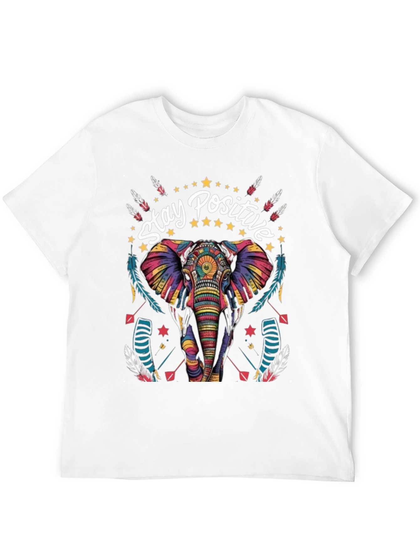 Stay Positive Elephant Graphic Tee - Stylish Comfort
