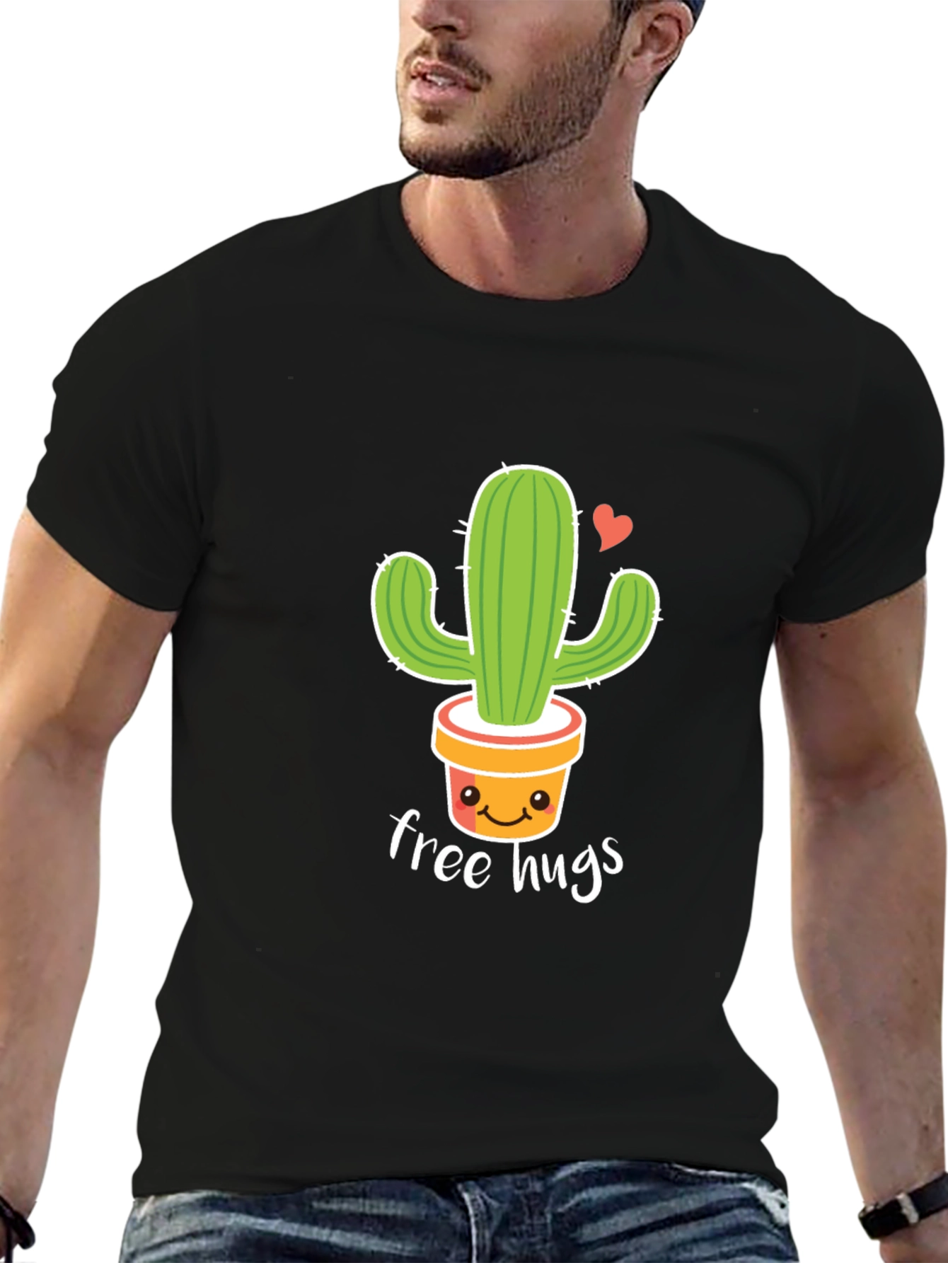 Cute Cactus Free Hugs Graphic T-Shirt