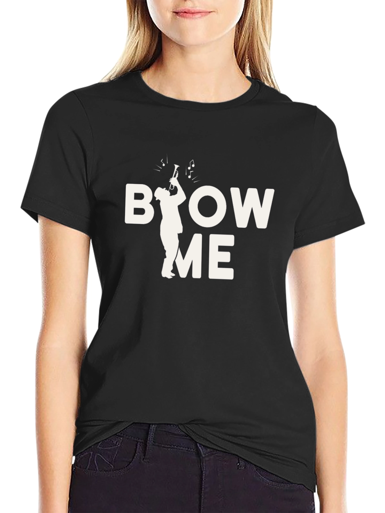 Black Blow Me Trumpet Graphic T-Shirt