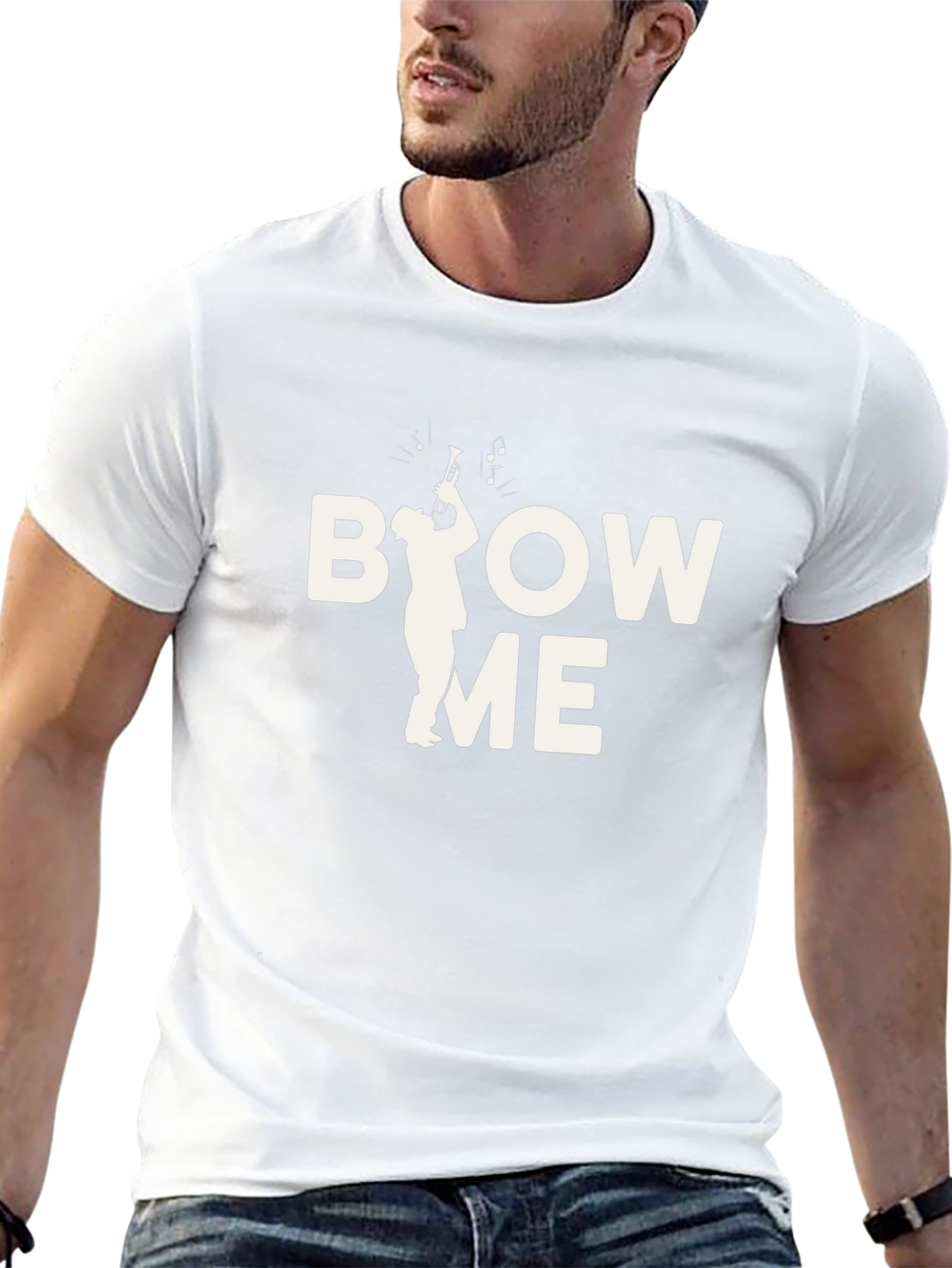 Black Blow Me Trumpet Graphic T-Shirt