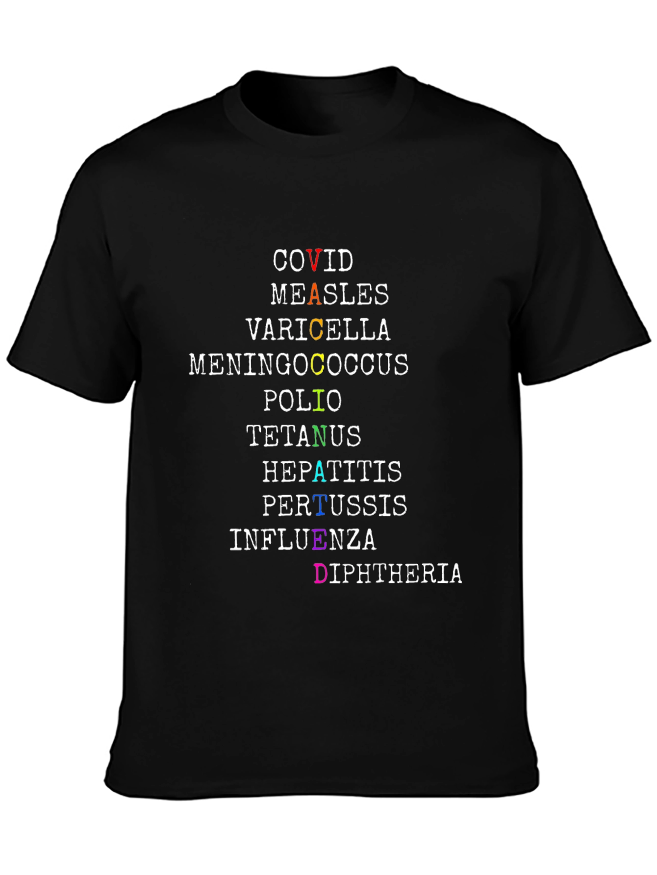 Vaccinated Diseases T-Shirt - Black