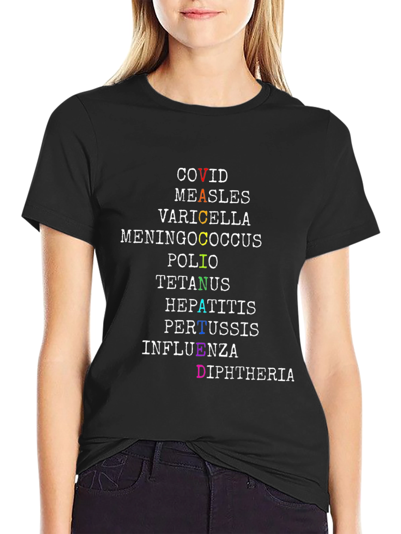 Vaccinated Diseases T-Shirt - Black