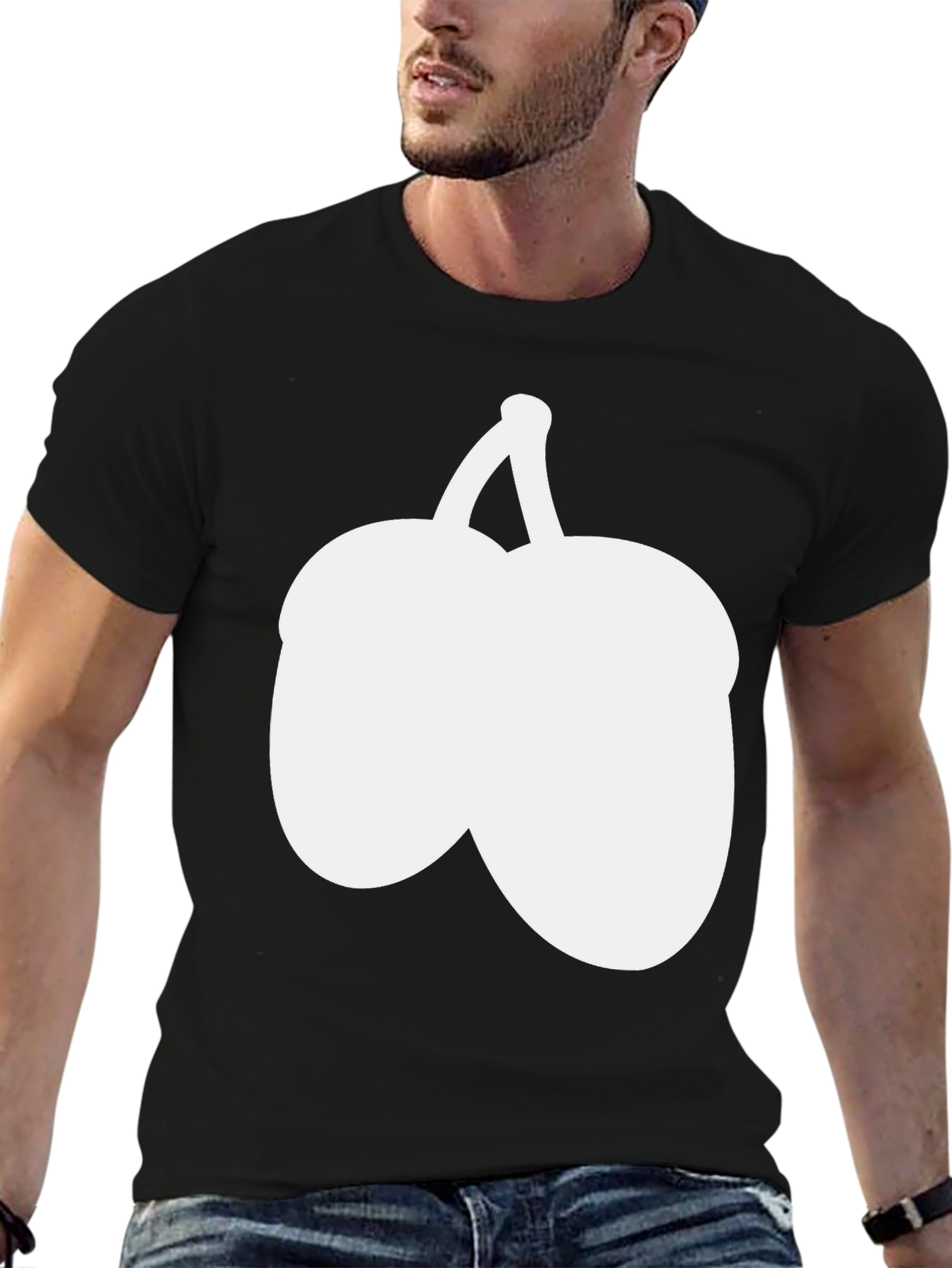 Novelty Fruit Graphic Tee - Black Cotton Blend