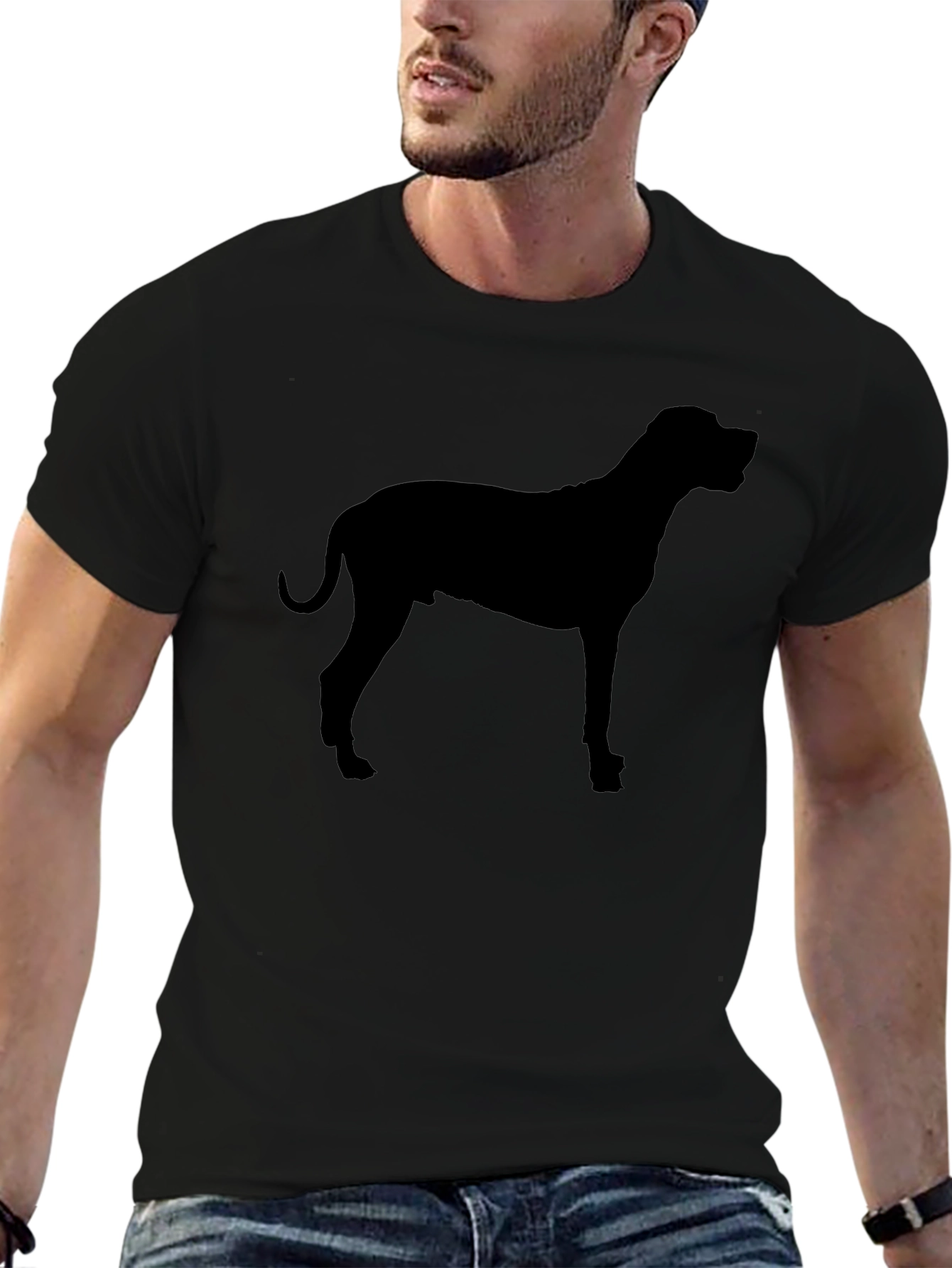 Dog Silhouette Graphic Black T-Shirt