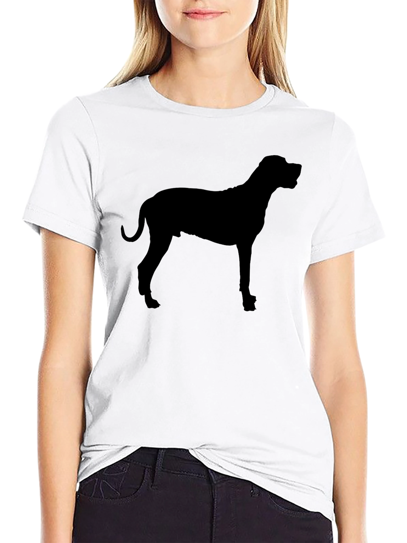 Dog Silhouette Graphic Black T-Shirt