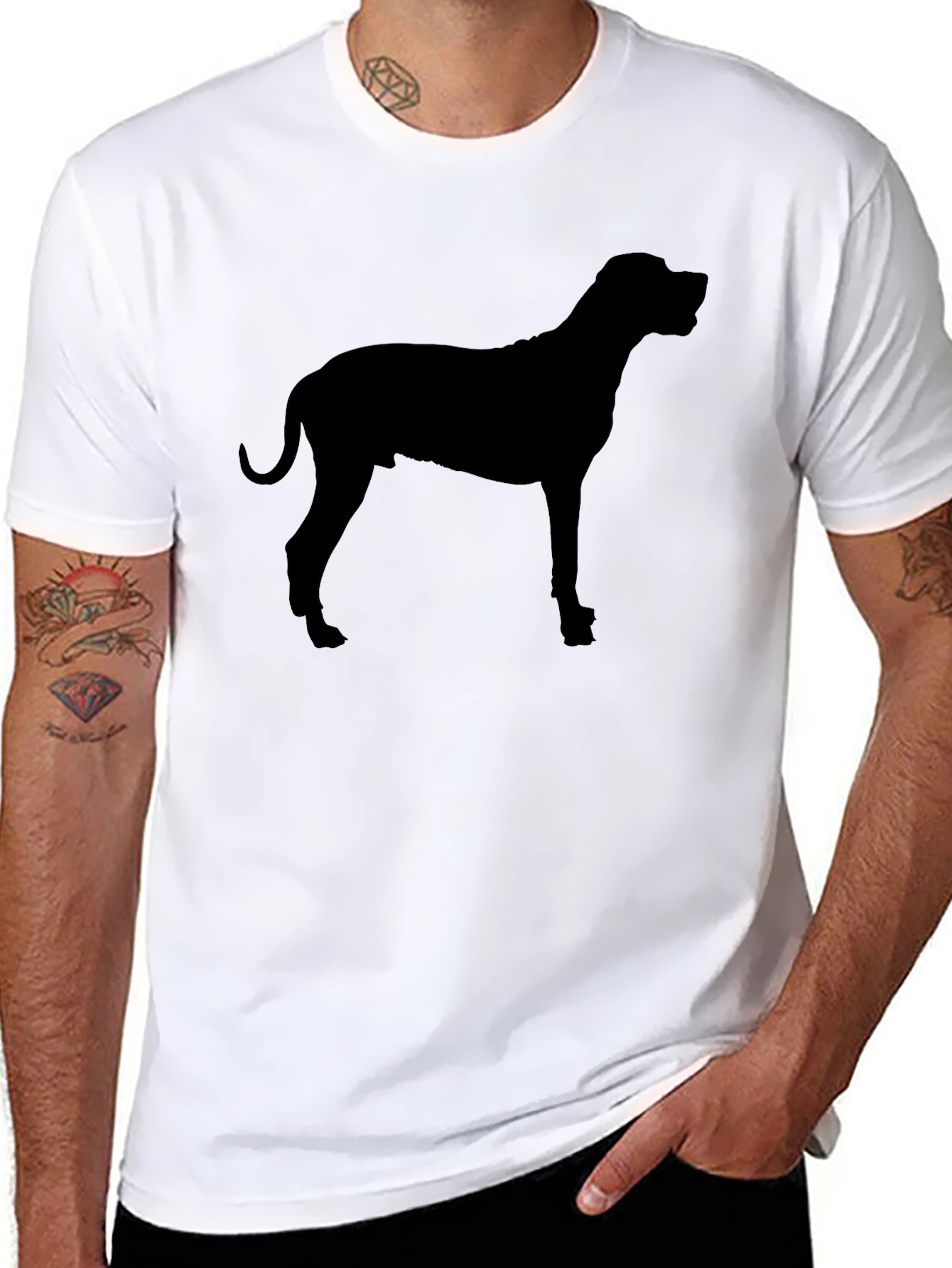 Dog Silhouette Graphic Black T-Shirt